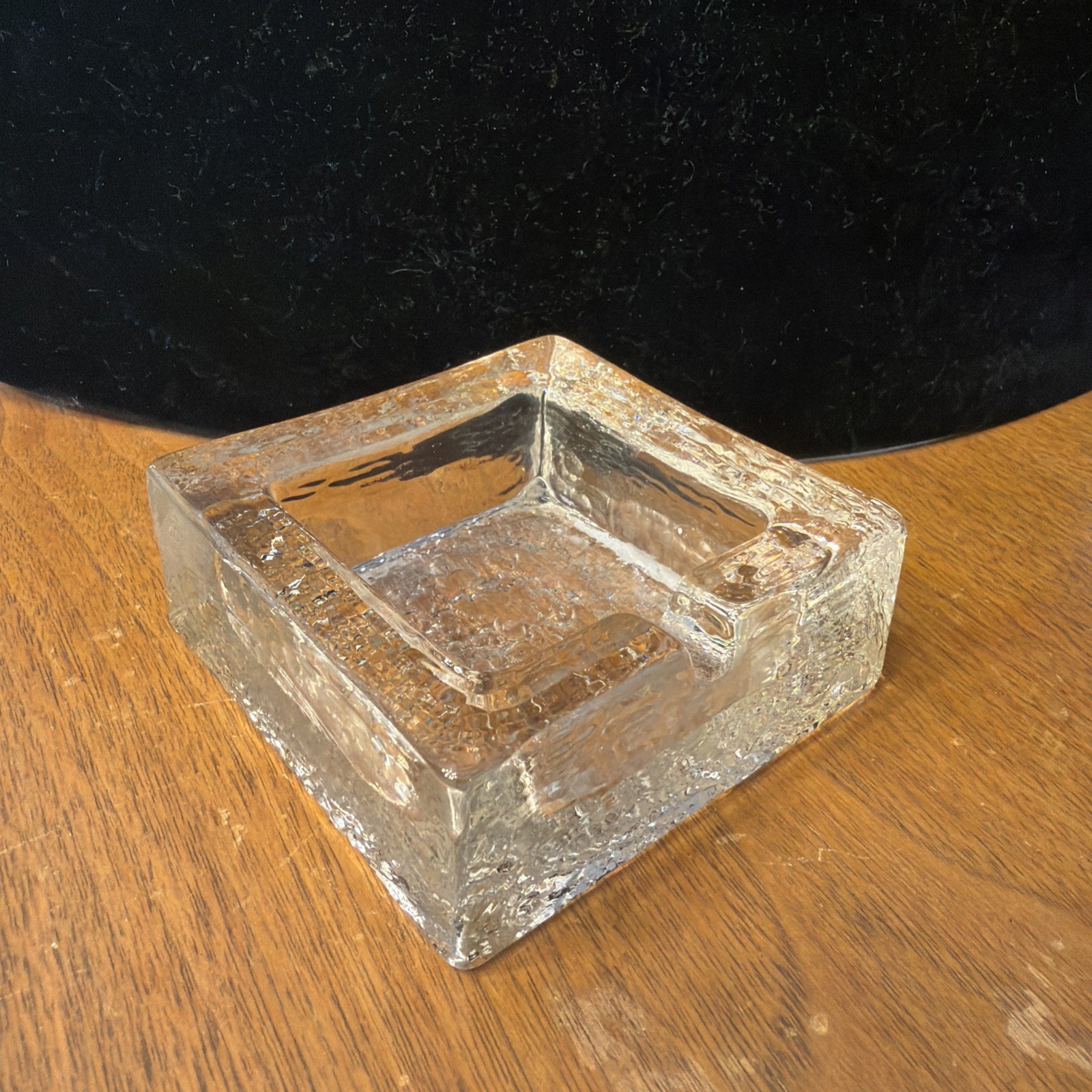 Vintage MCM Ice Glass Ashtray Scandinavian IITTALA PUKEBERG KOSTA BODA