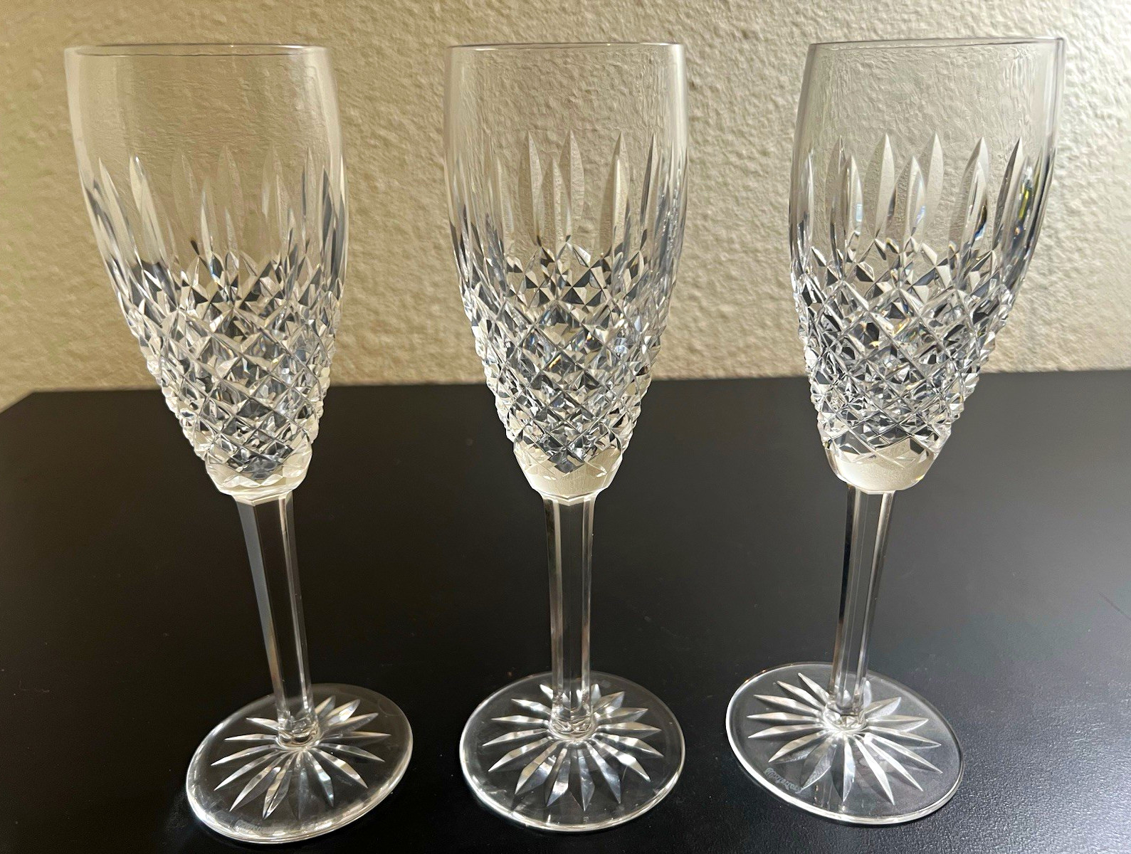 Waterford 3ct Castlemaine Cut Fluted Crystal Champagne Glasses - 8 3/8”