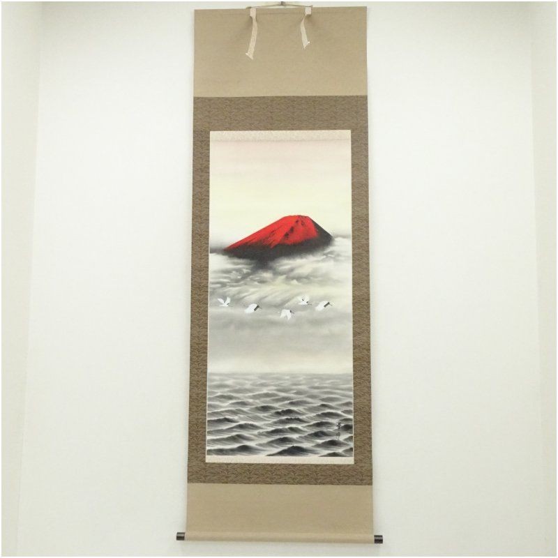 Vintage Silk Hanging Scroll with Box, Japanese Art, Framed, 193.5cm