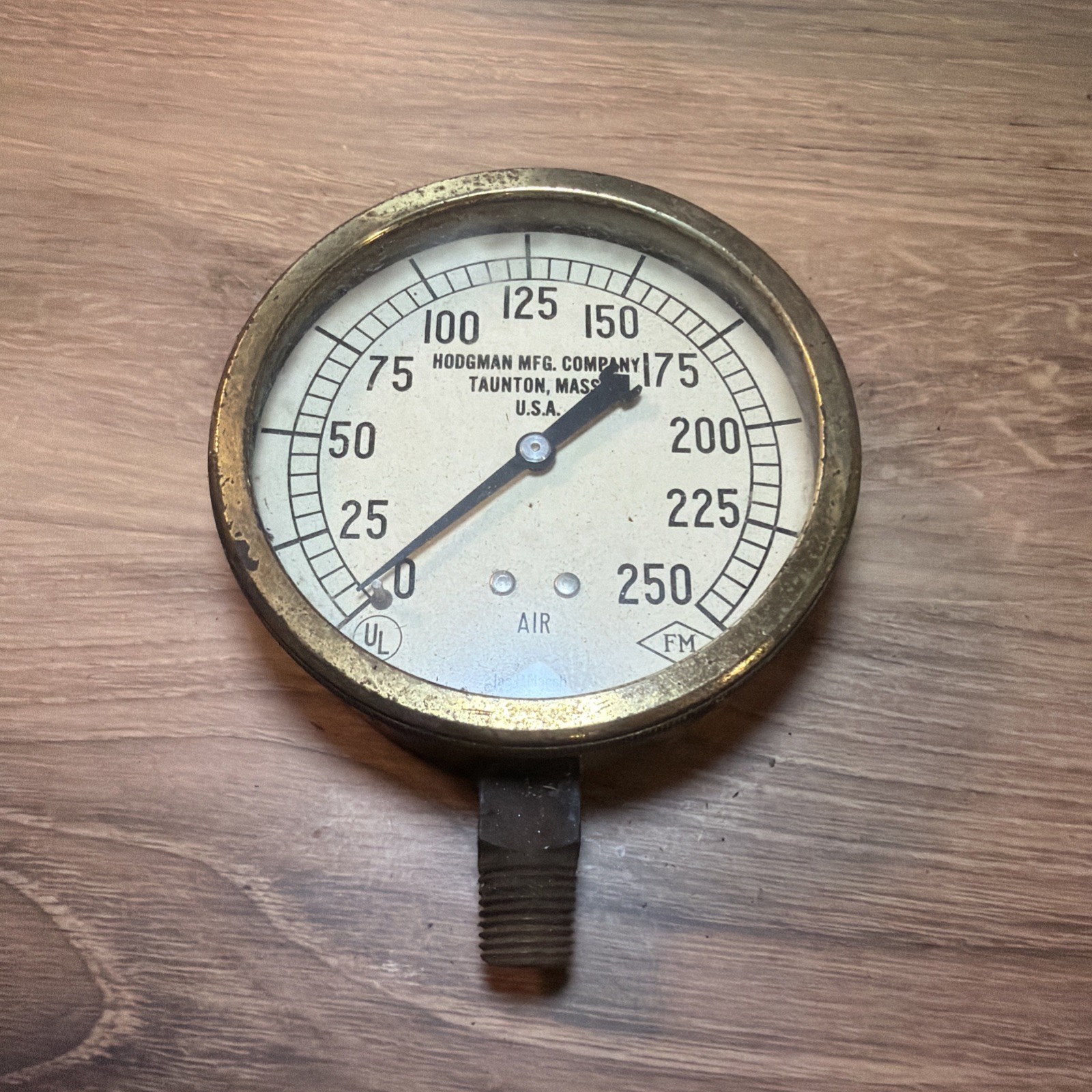 Vintage Hodgman Mfg Co Fire Sprinkler Air Pressure Gauge Jas P Marsh 250 PSI