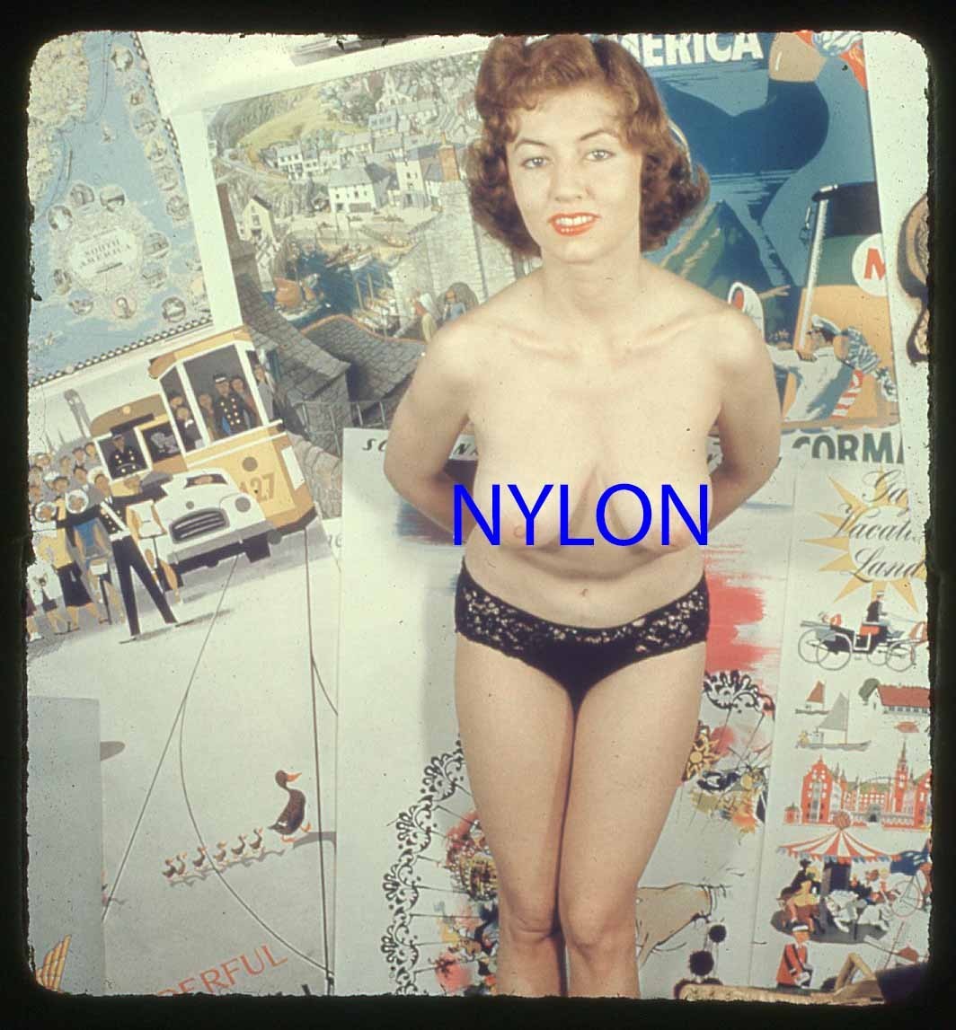 RARE VINTAGE 1950s 3-D COLOR SLIDE PLAYBOY PLAYMATE JULY 1956 NUDE ALICE DENHAM