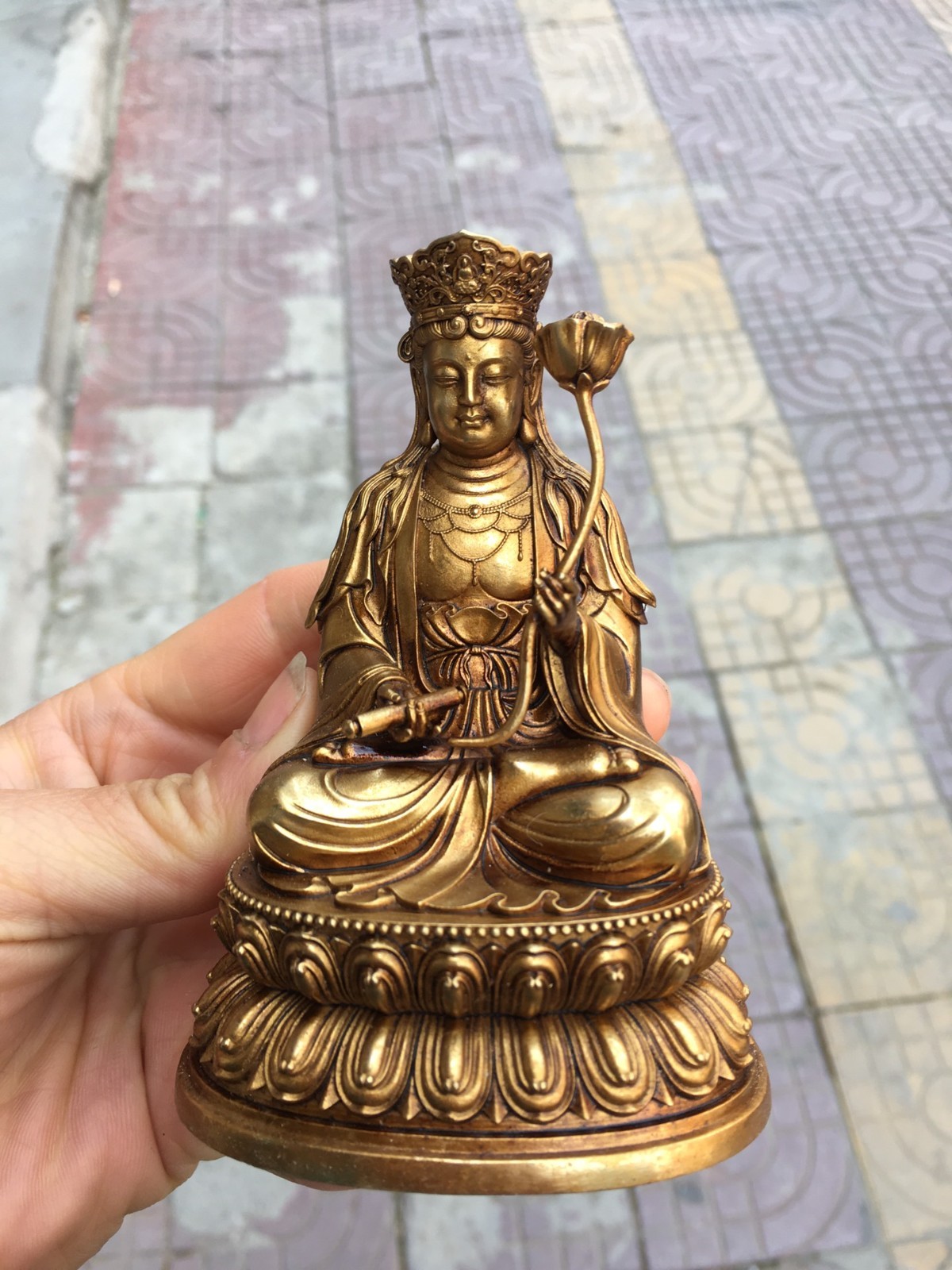 Old Gilt Gold Bronze Samantabhadra Buddha Statue CF Old Gilt Gold Bronze Samantabhadra Buddha Statue CF
