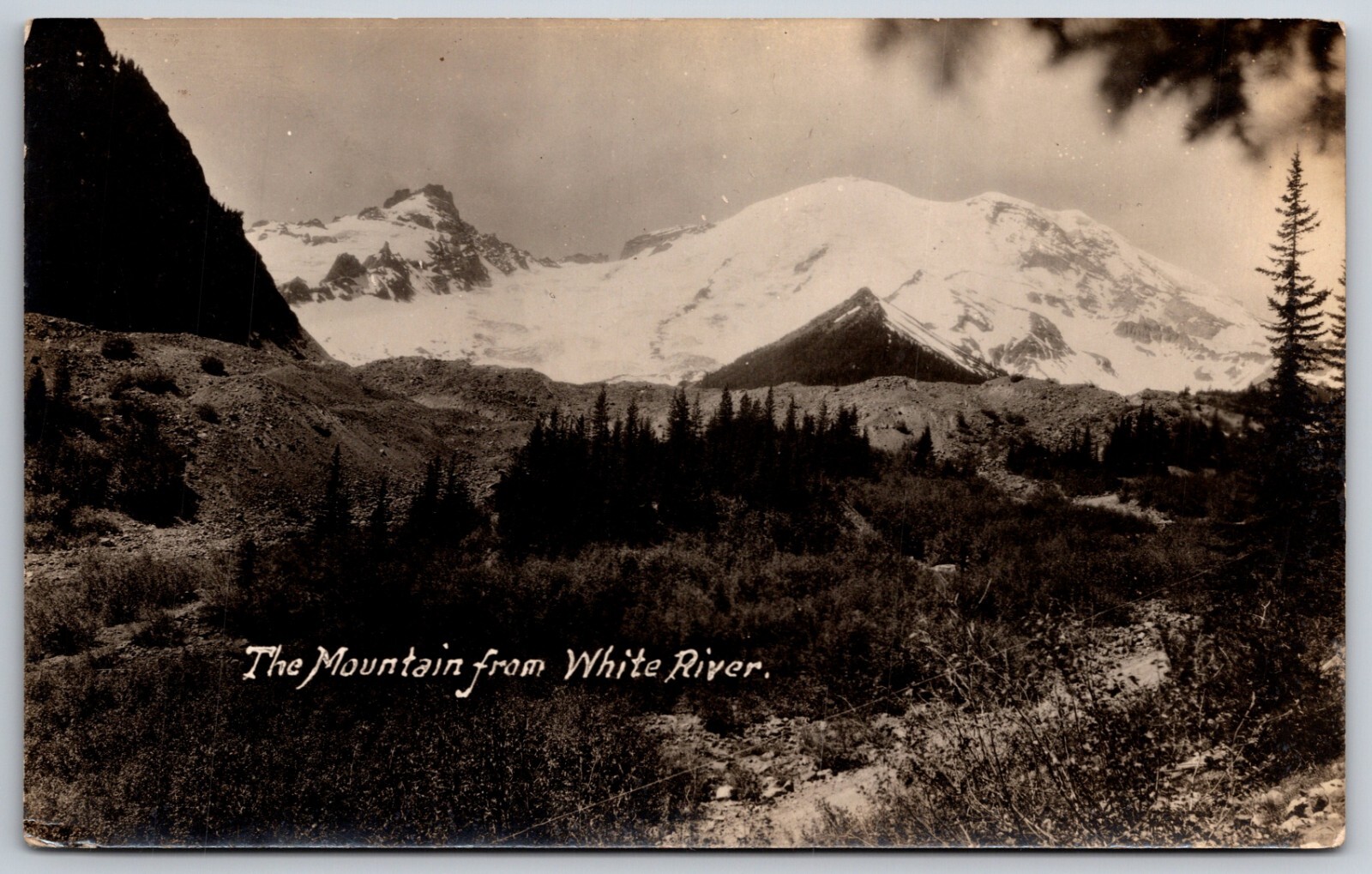 RPPC Mt Rainier From White River Enumclaw Washington Boland Photo Postcard F17
