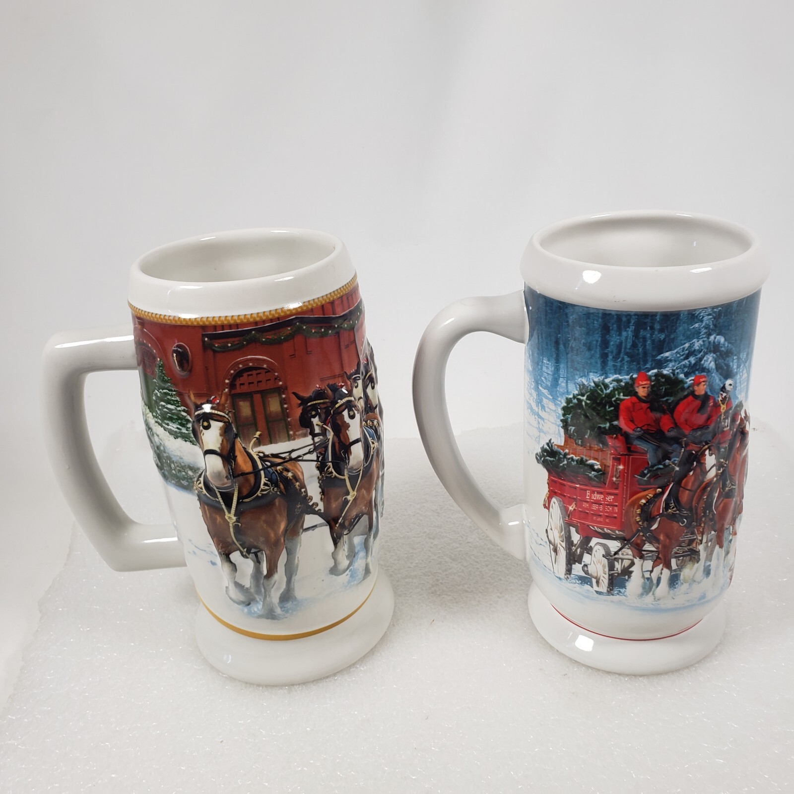 Lot Of 2 Budweiser Holiday Stein CS670 CS678 2006 2007 Anheuser Busch Brazil 