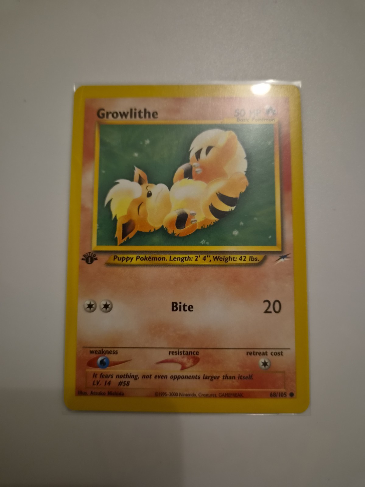 Pokémon TCG Growlithe Neo Destiny Card 68/105 First Edition Near Mint Pokémon TCG Growlithe Neo Destiny Card 68/105 First Edition Near Mint