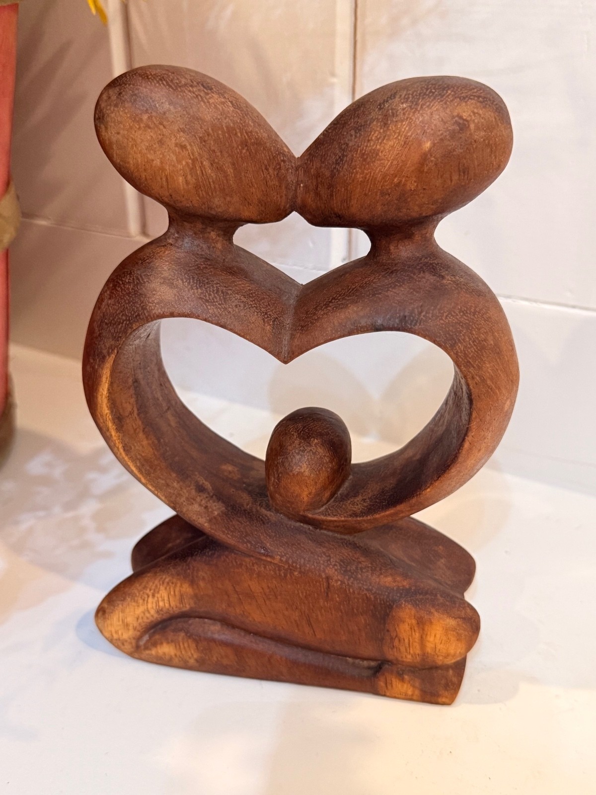 Vintage Hand Carved Wood Abstract Family Sculpture - Heart Unity Statue Vintage Hand Carved Wood Abstract Family Sculpture - Heart Unity Statue