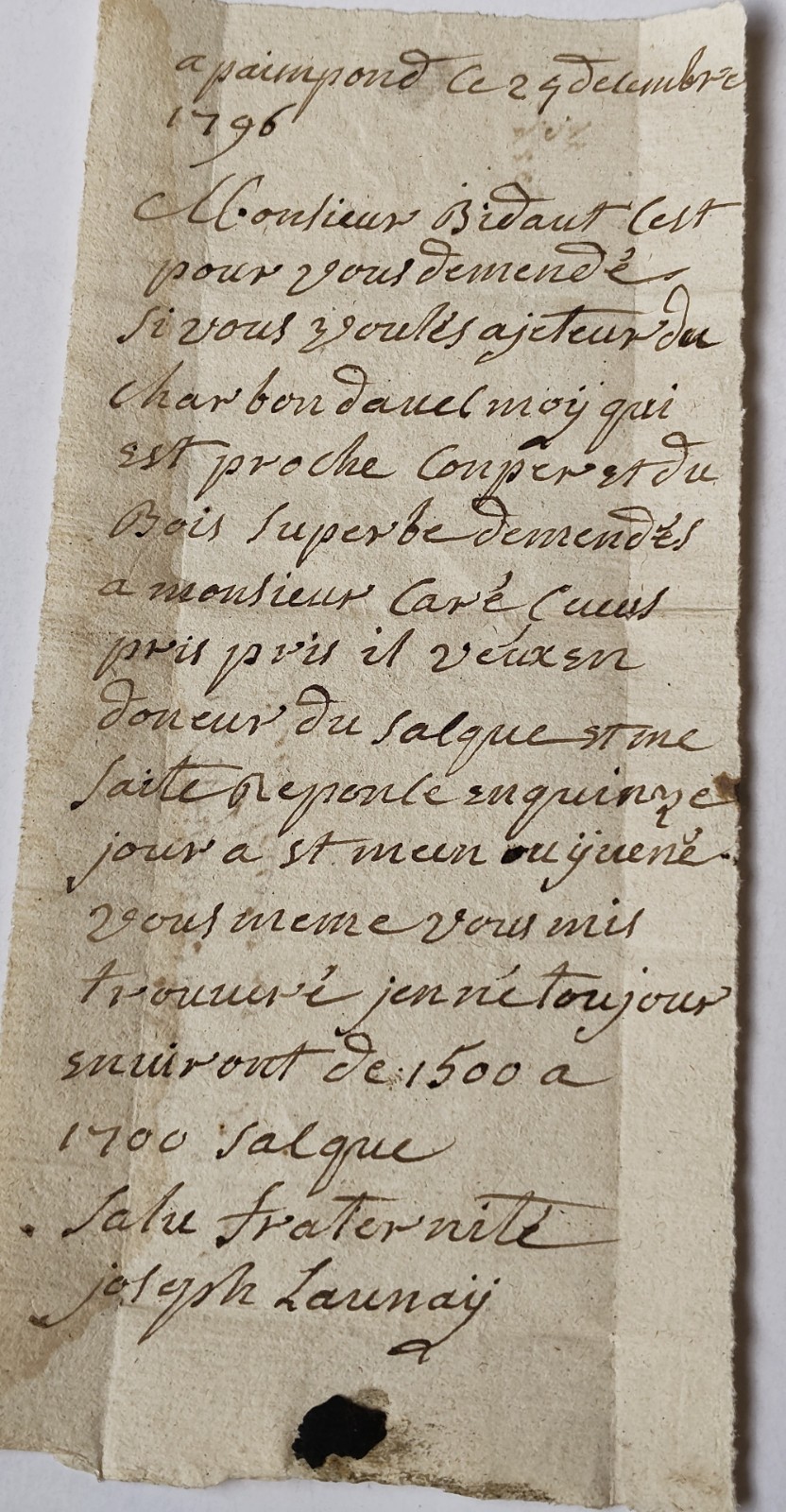 1796 French Revolutionary Letter from Paimpont | Charcoal & Ironworks Signed 1796 French Revolutionary Letter from Paimpont | Charcoal & Ironworks Signed