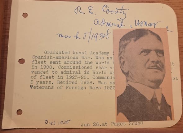 ADMIRAL Robert E. Coontz AUTOGRAPH - CHIEF of US Fleet ADMIRAL Robert E. Coontz AUTOGRAPH - CHIEF of US Fleet