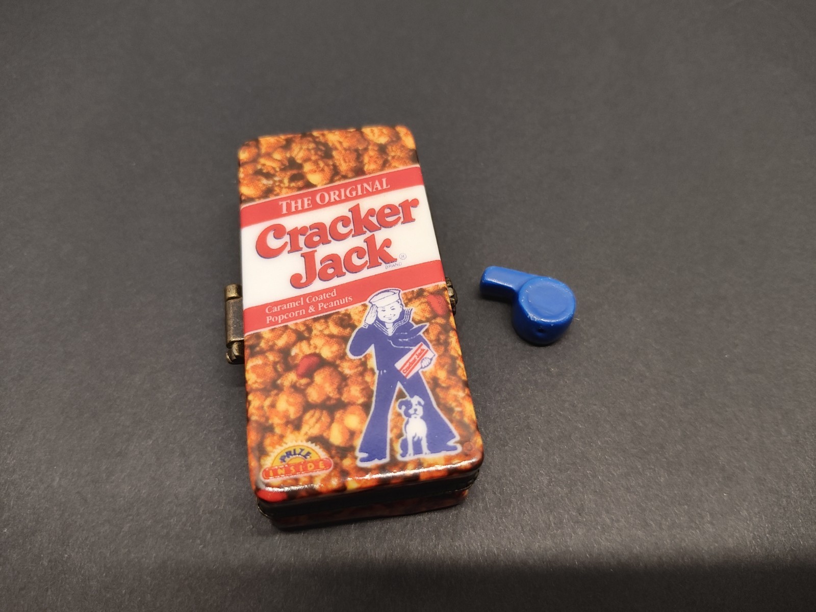 Vintage Cracker Jack PHB Trinket Box w/ Whistle - Midwest of Cannon Falls No Box Vintage Cracker Jack PHB Trinket Box w/ Whistle - Midwest of Cannon Falls No Box