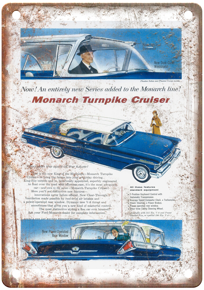 Vintage 1957 Monarch Turnpike Crusier Ad Retro Look Metal Sign A6975 Vintage 1957 Monarch Turnpike Crusier Ad Retro Look Metal Sign A6975
