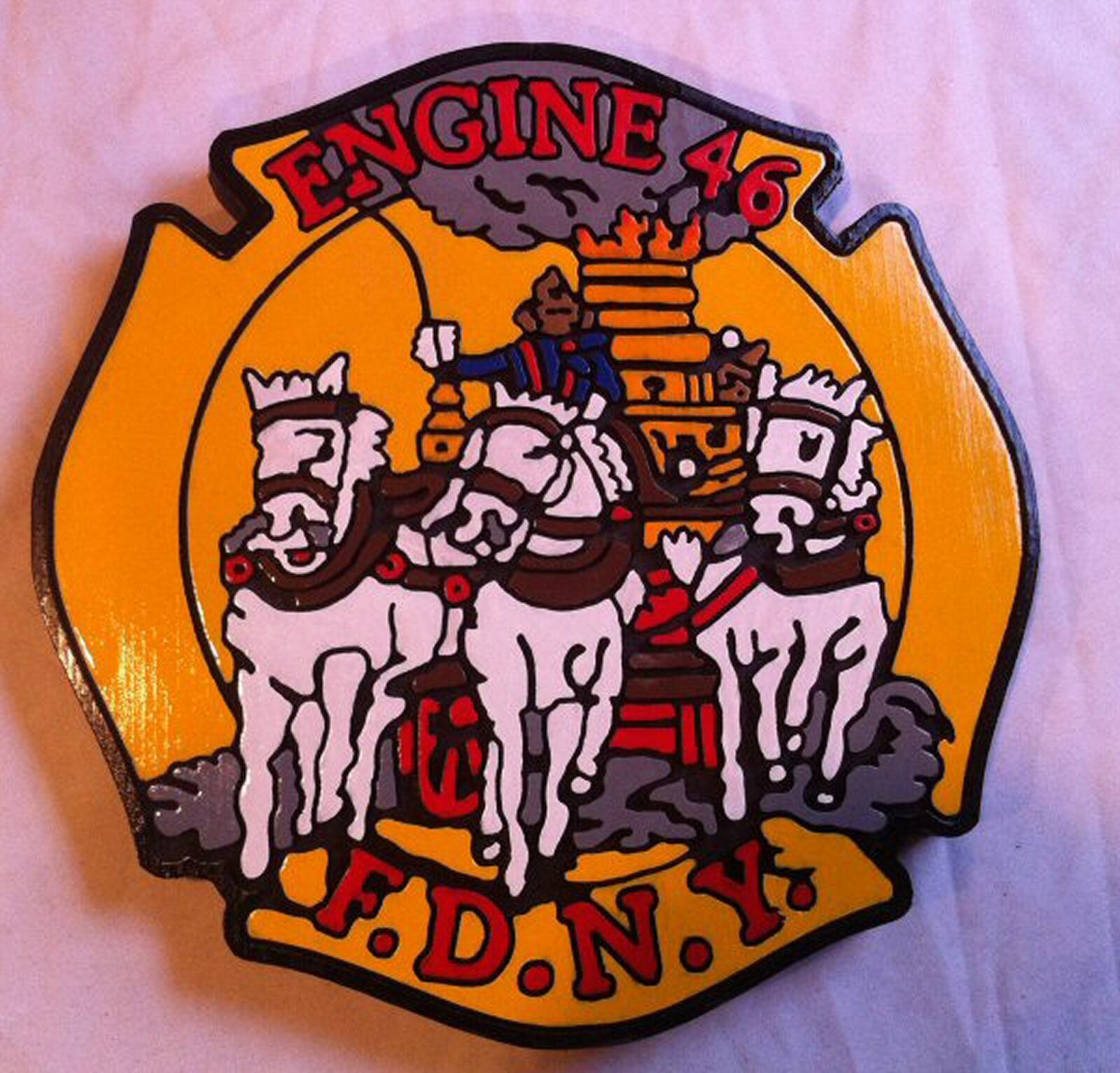 Fire Department New York Engine 46 3D routed custom patch sign Custom Carved