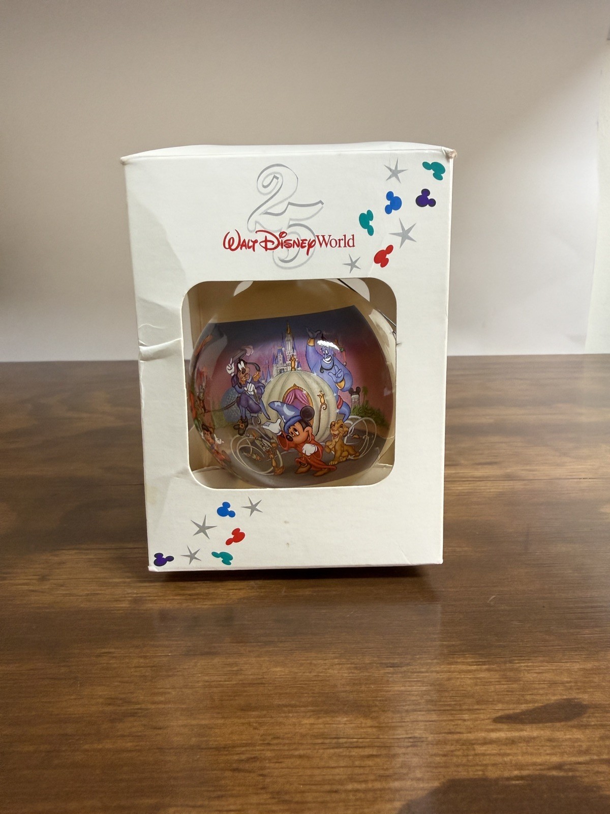Vintage Walt Disney World Remember the Magic 25th Anniversary Glass Ornament