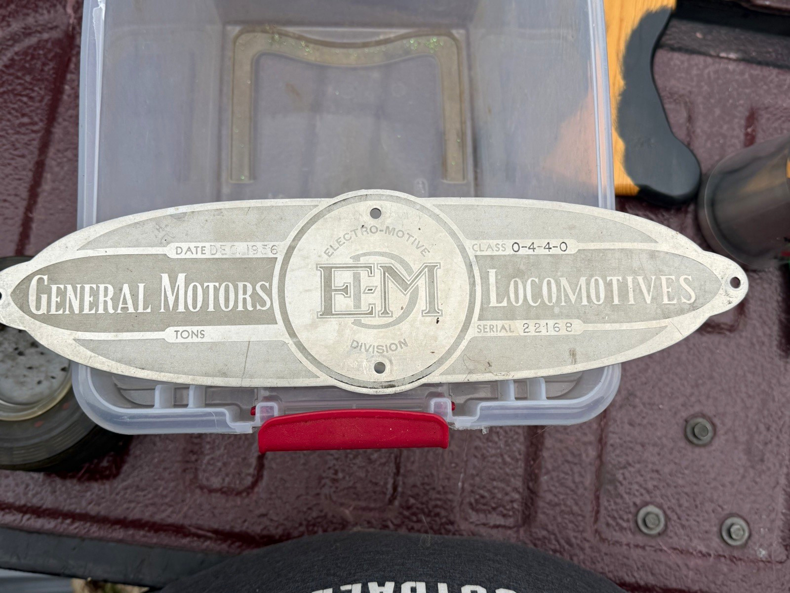 General Motors EMD Locomotive Builder Plate Class 0-4-4-0 Serial 22168 1956 General Motors EMD Locomotive Builder Plate Class 0-4-4-0 Serial 22168 1956