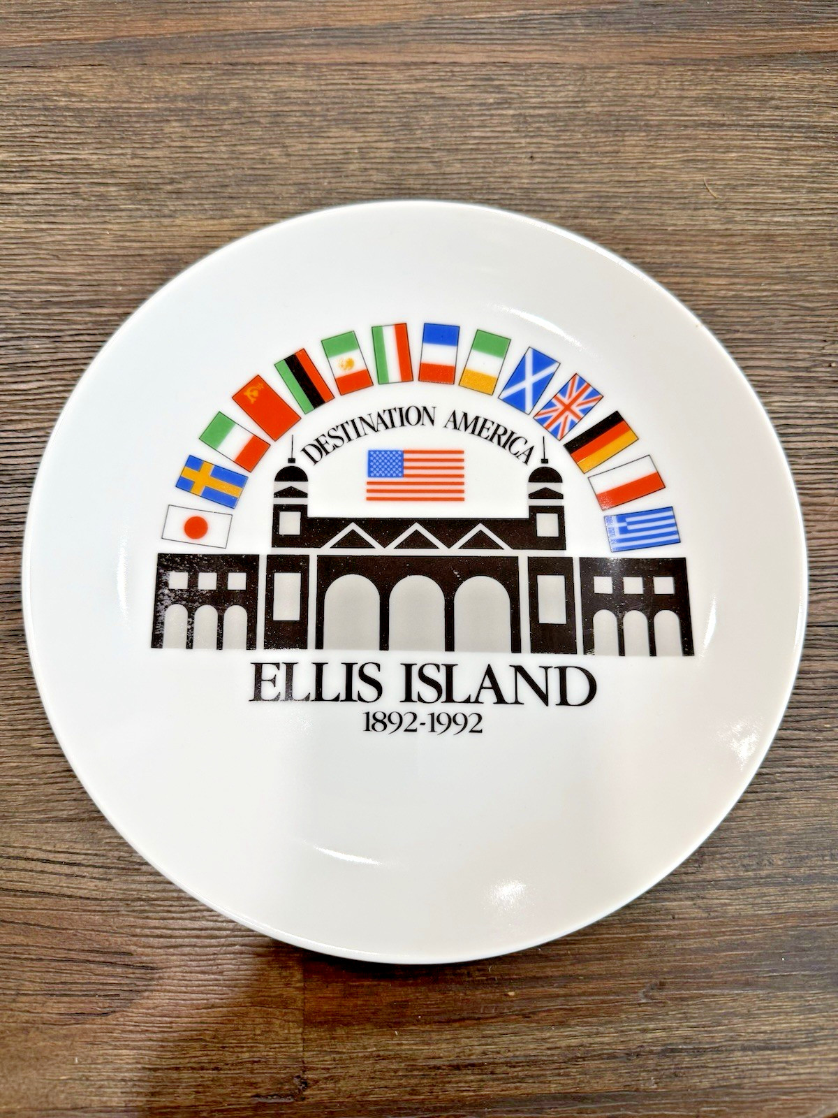 Vintage 1992 Ellis Island New York Souvenir Ceramic Plate Destination America Vintage 1992 Ellis Island New York Souvenir Ceramic Plate Destination America