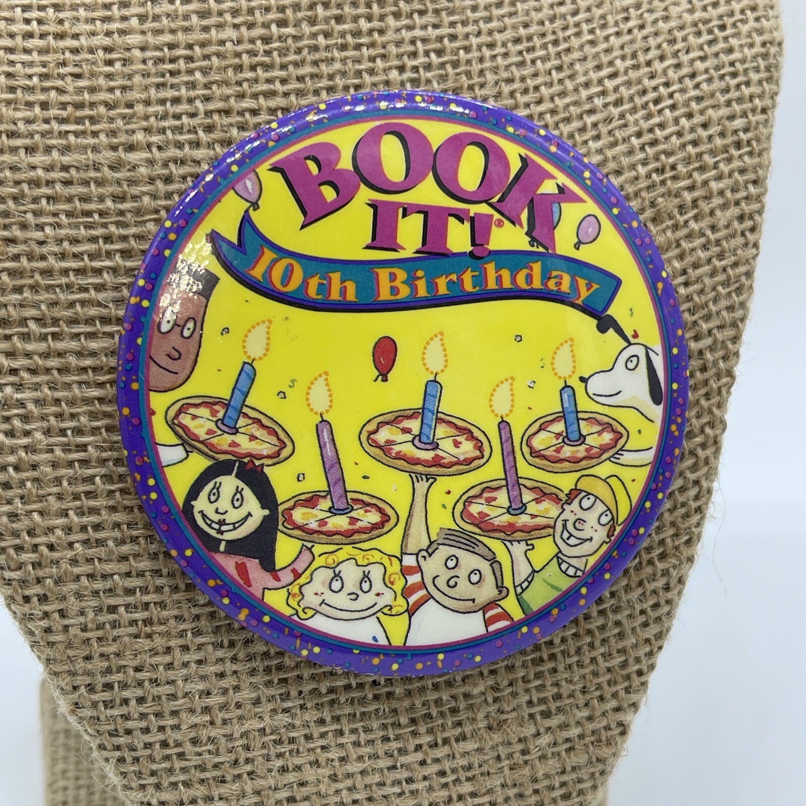 VINTAGE 1990’S PIZZA HUT BOOK IT CLUB 10TH BIRTHDAY PIN 3”