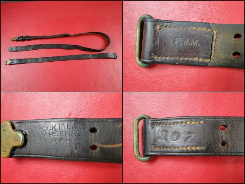 US WWI M1907 Leather Sling - Marked ROCK ISLAND / ARSENAL / 1907 T.C.C(SMA3605) US WWI M1907 Leather Sling - Marked ROCK ISLAND / ARSENAL / 1907 T.C.C(SMA3605)