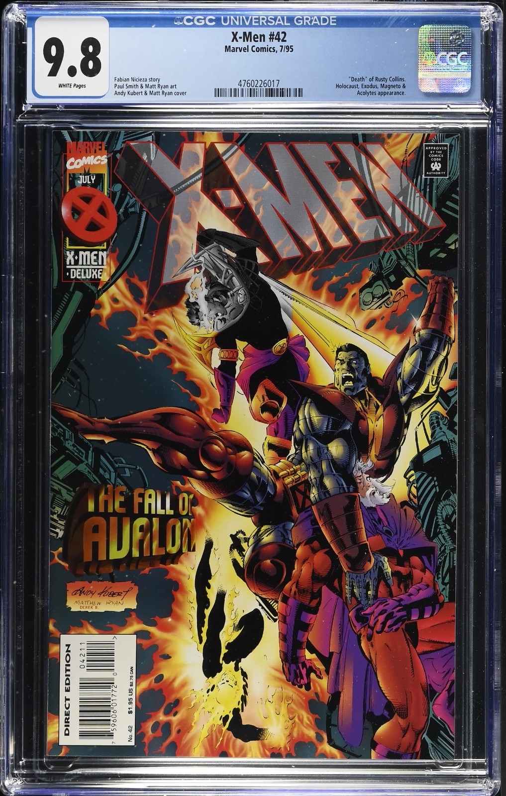 X-MEN (1991 1st Series) #42D CGC 9.8 W/P 🔑KEY ISSUE🔑”DEATH” OF RUSTY COLLINS