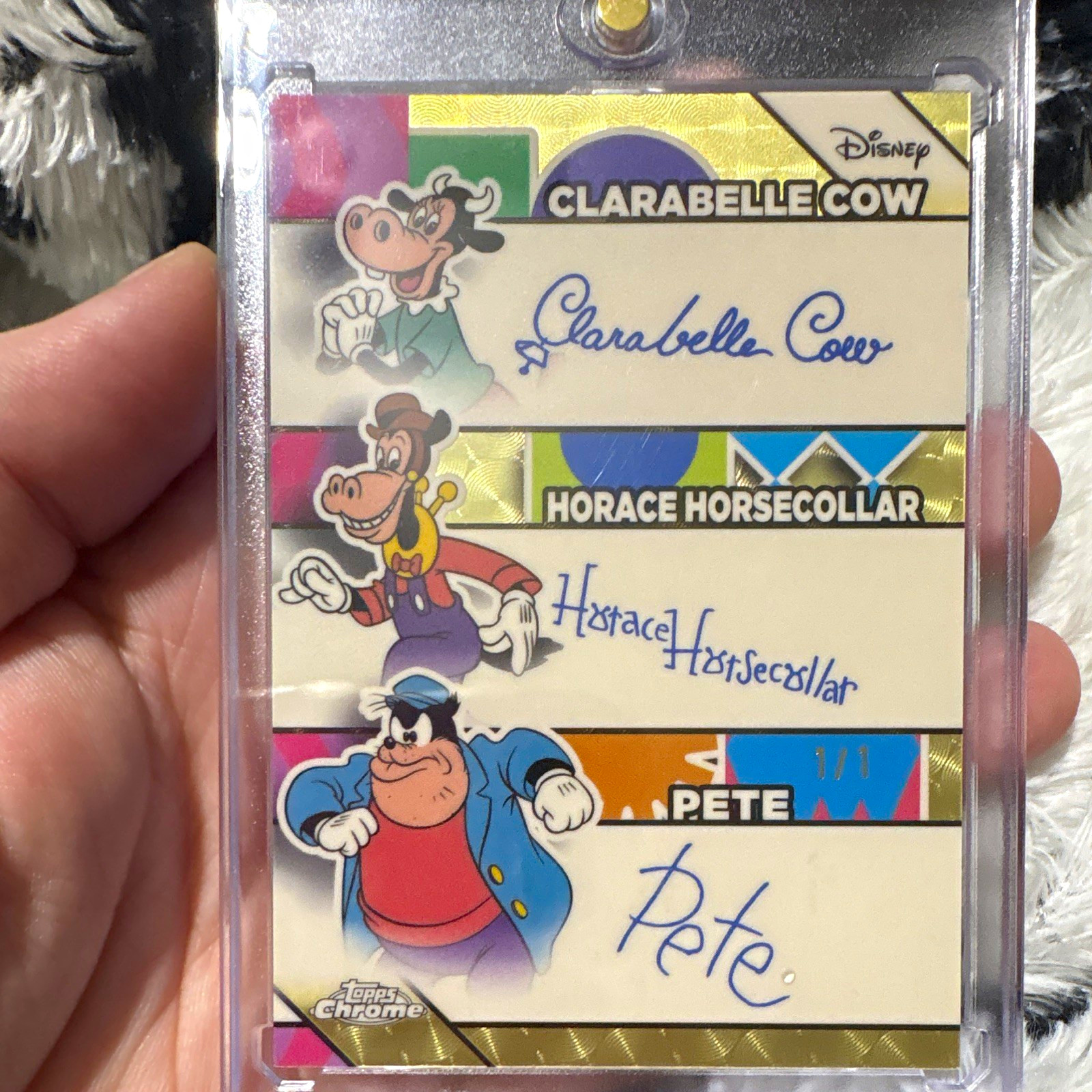 Topps 2023 Chrome Disney Signed Auto Clarabelle/Horace/Pete 1/1 Superfractor