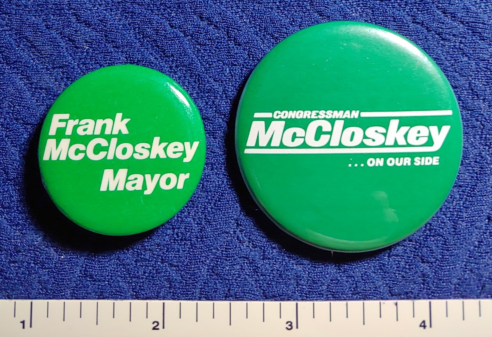FRANK MCCLOSKEY BLOOMINGTON INDIANA MAYOR & CONGRESS POLITICAL PINBACK BUTTONS