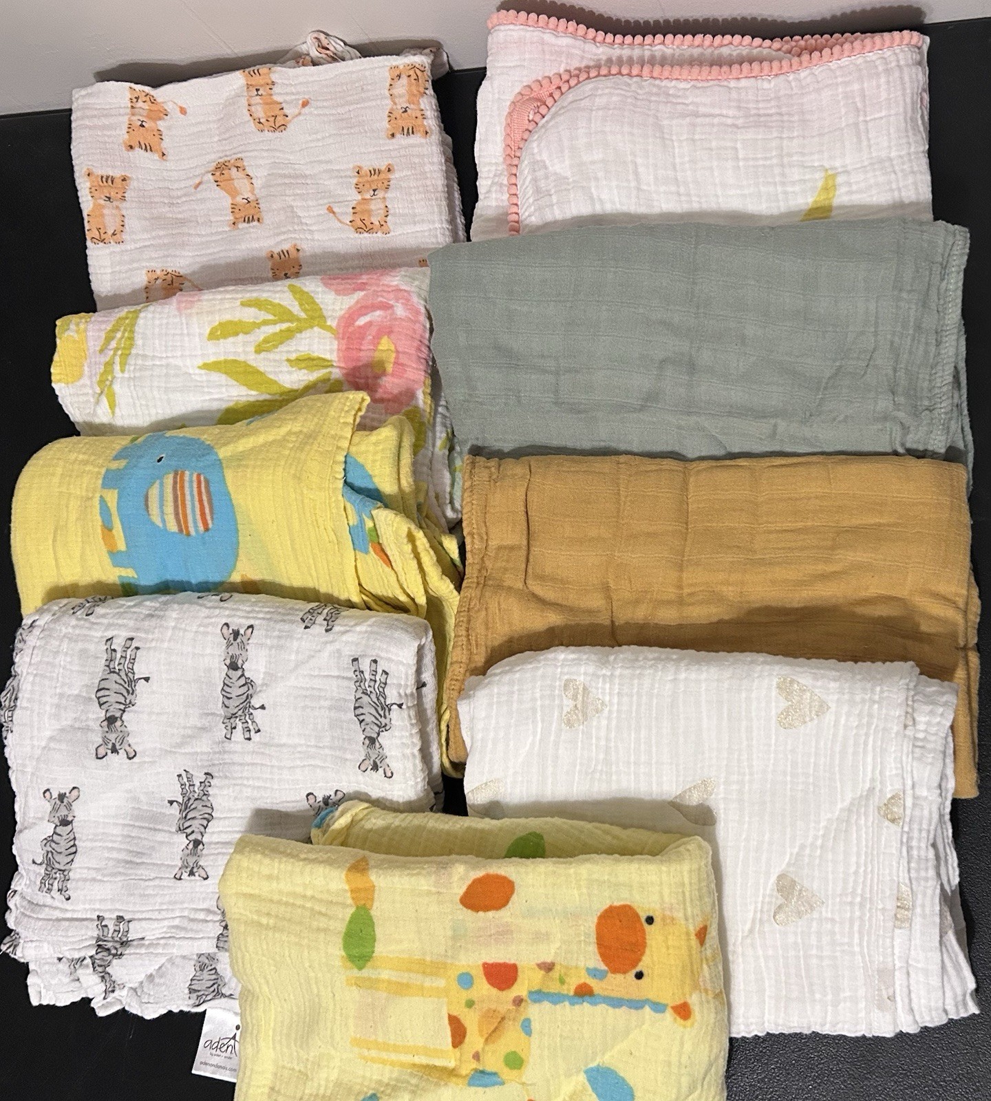 Lot Of 9 Muslin Receiving Swaddle Blankets Moonkie, Cloud Island Aden Anais