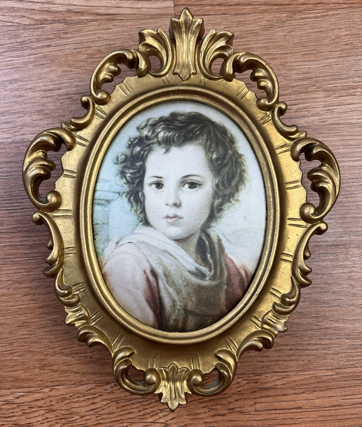 Vintage Princess Art Silk Print Wall Hanging Music Box West Germany Framed