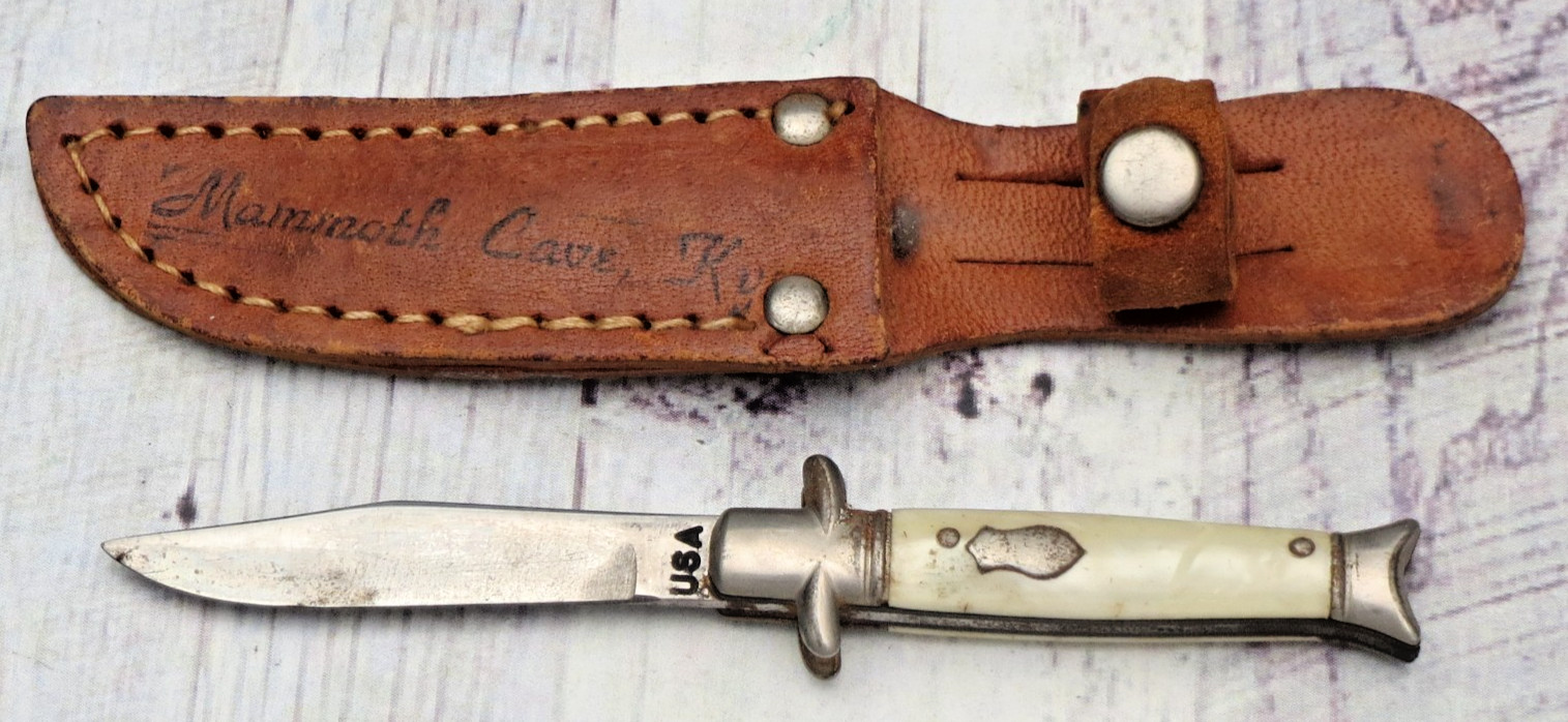 Vintage USA Stamp by Imperial  Miniature Sheath Knife - MAMMOTH CAVE KY Souvenir