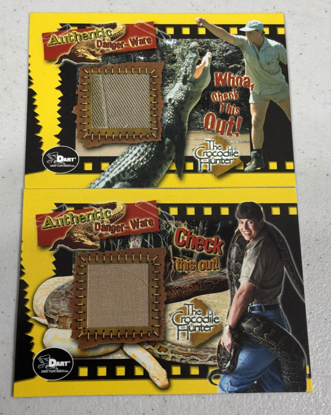 Steve Irwin 2002 Dart Flipcards The Crocodile Hunter DW1 & DW2 Danger-Ware Patch