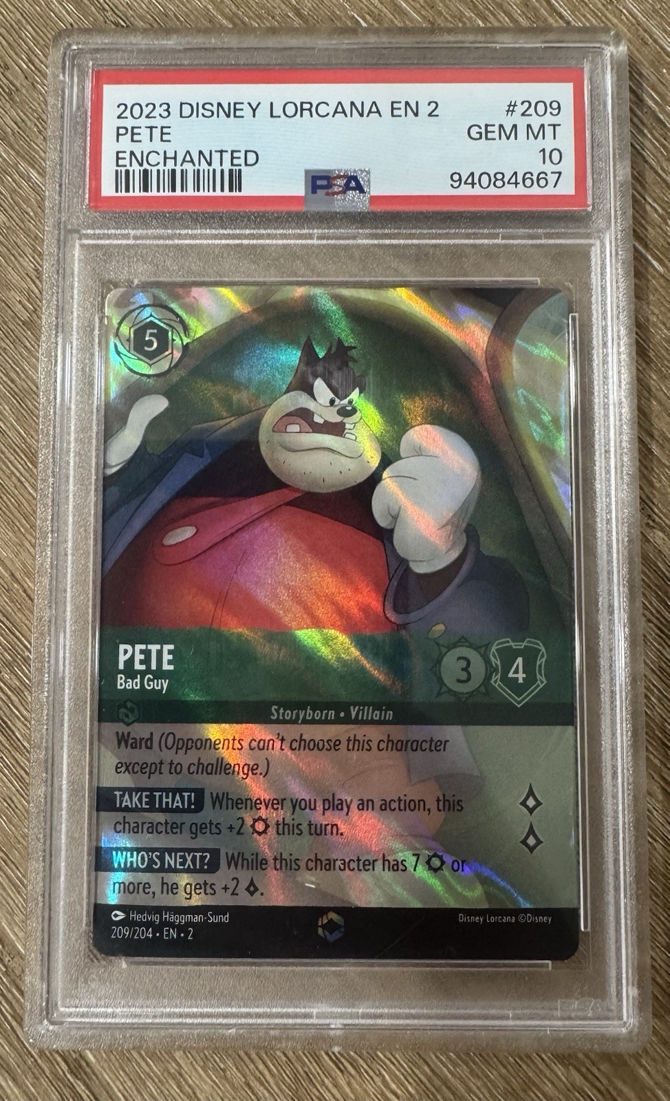 2023 Disney Lorcana Pete Enchanted #209 PSA 10