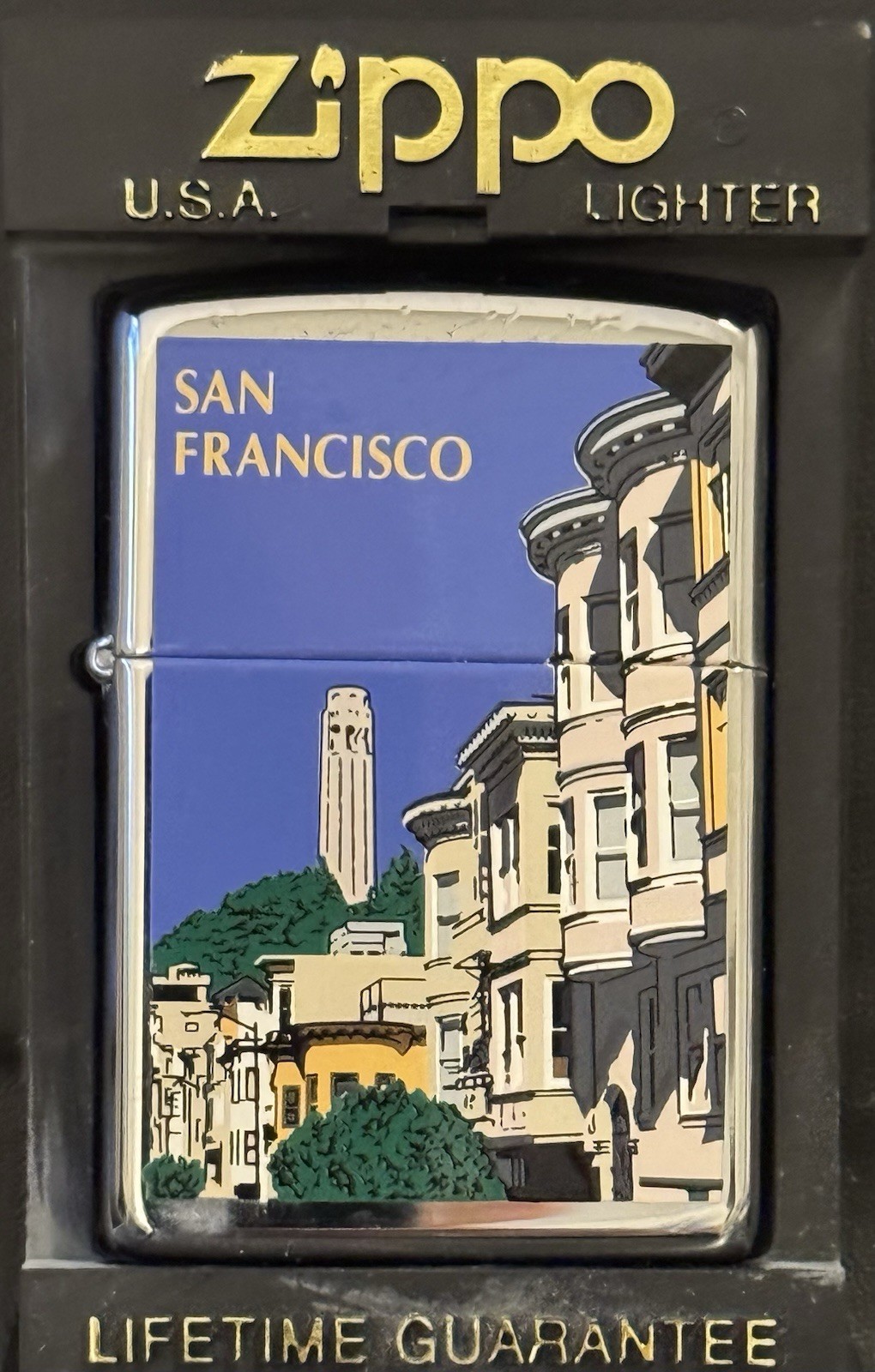ZIPPO SAN FRANCISCO SOUVENIR LIGHTER CHROME 1996 XII UNFIRED NOS W/ ORIGINAL BOX