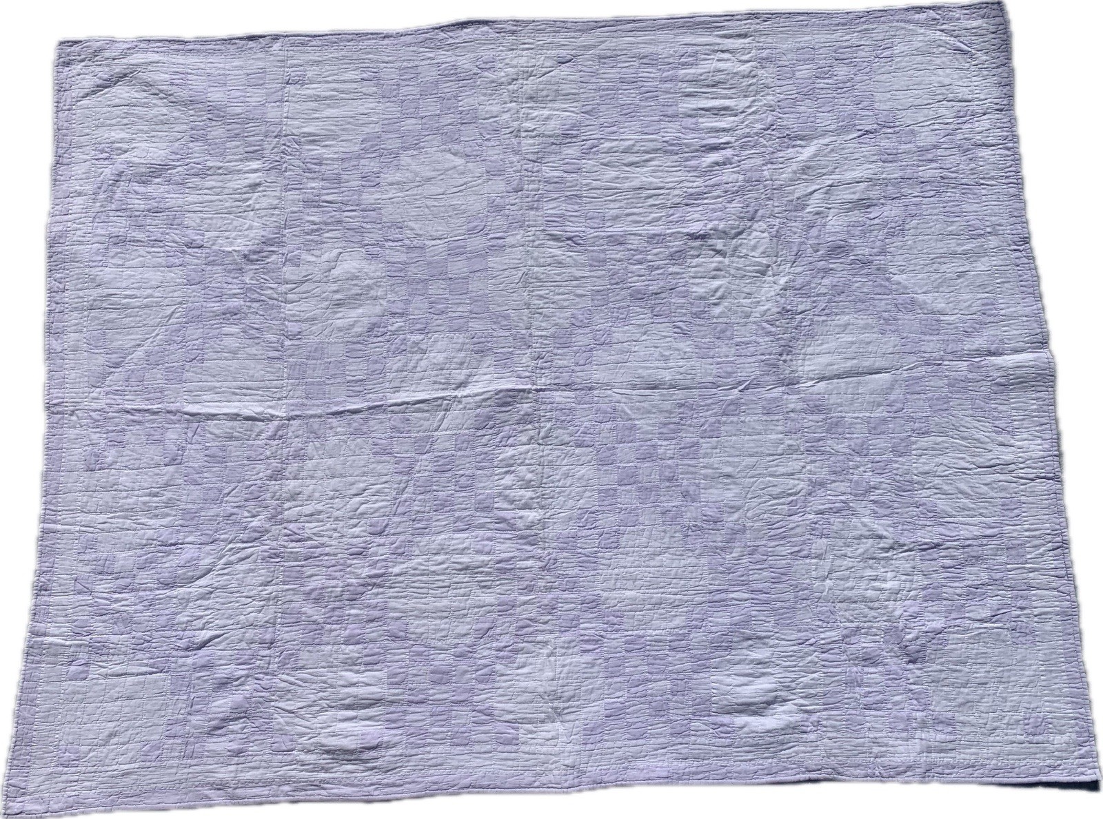 Antique pastel purple & white checkered checks cotton quilt Antique pastel purple & white checkered checks cotton quilt