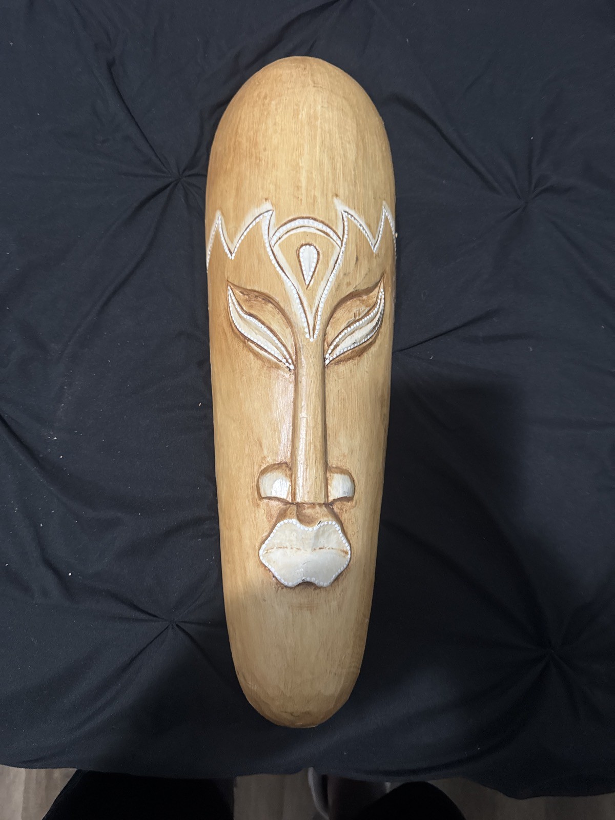 Vintage Hand Carved Wood Wall Hanging Mask Made in Indonesia
