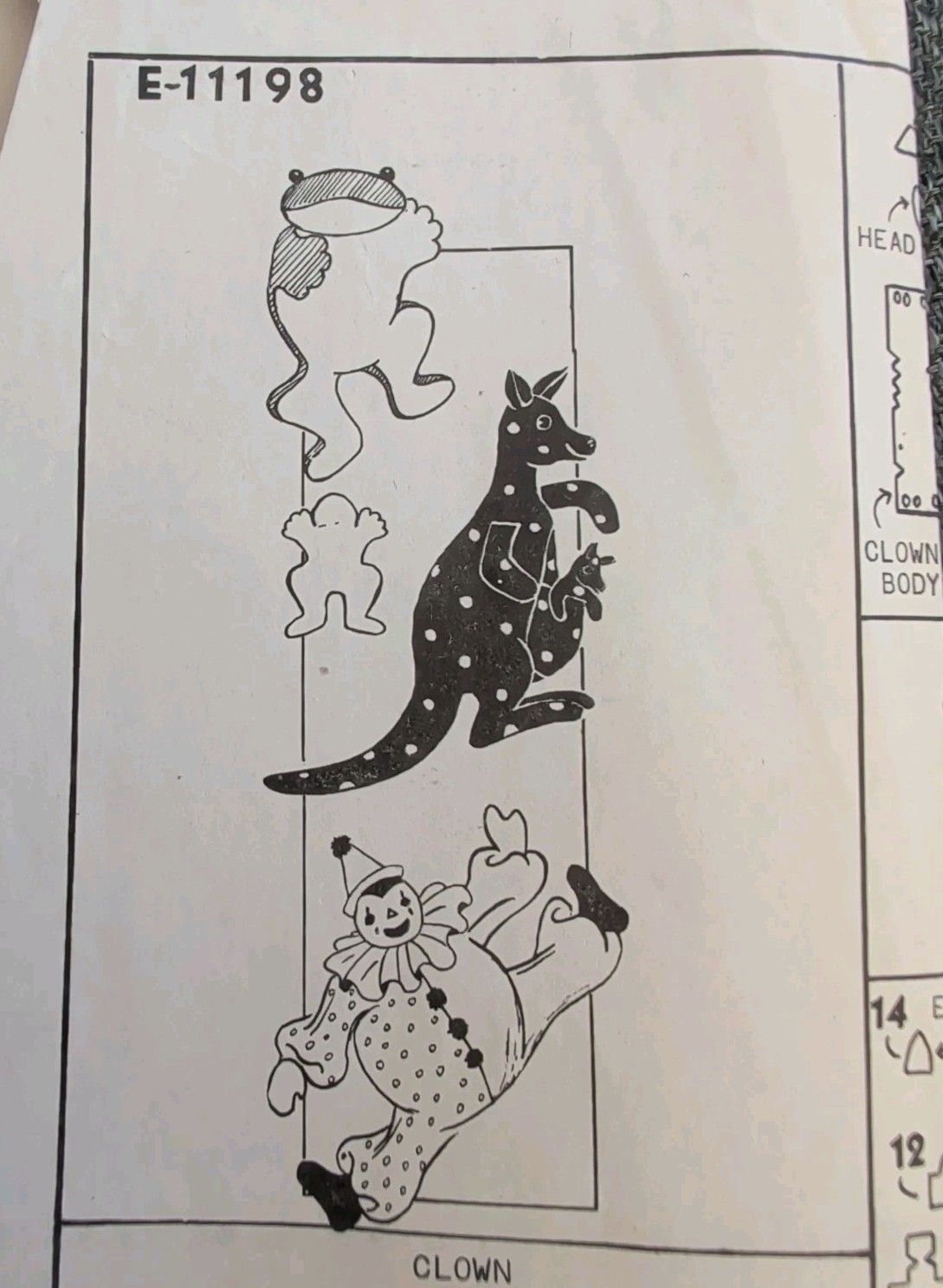 Vintage 1930s Sewing Pattern Clown Kangaroo and Bean Frog Toys Antique Uncut FF Vintage 1930s Sewing Pattern Clown Kangaroo and Bean Frog Toys Antique Uncut FF