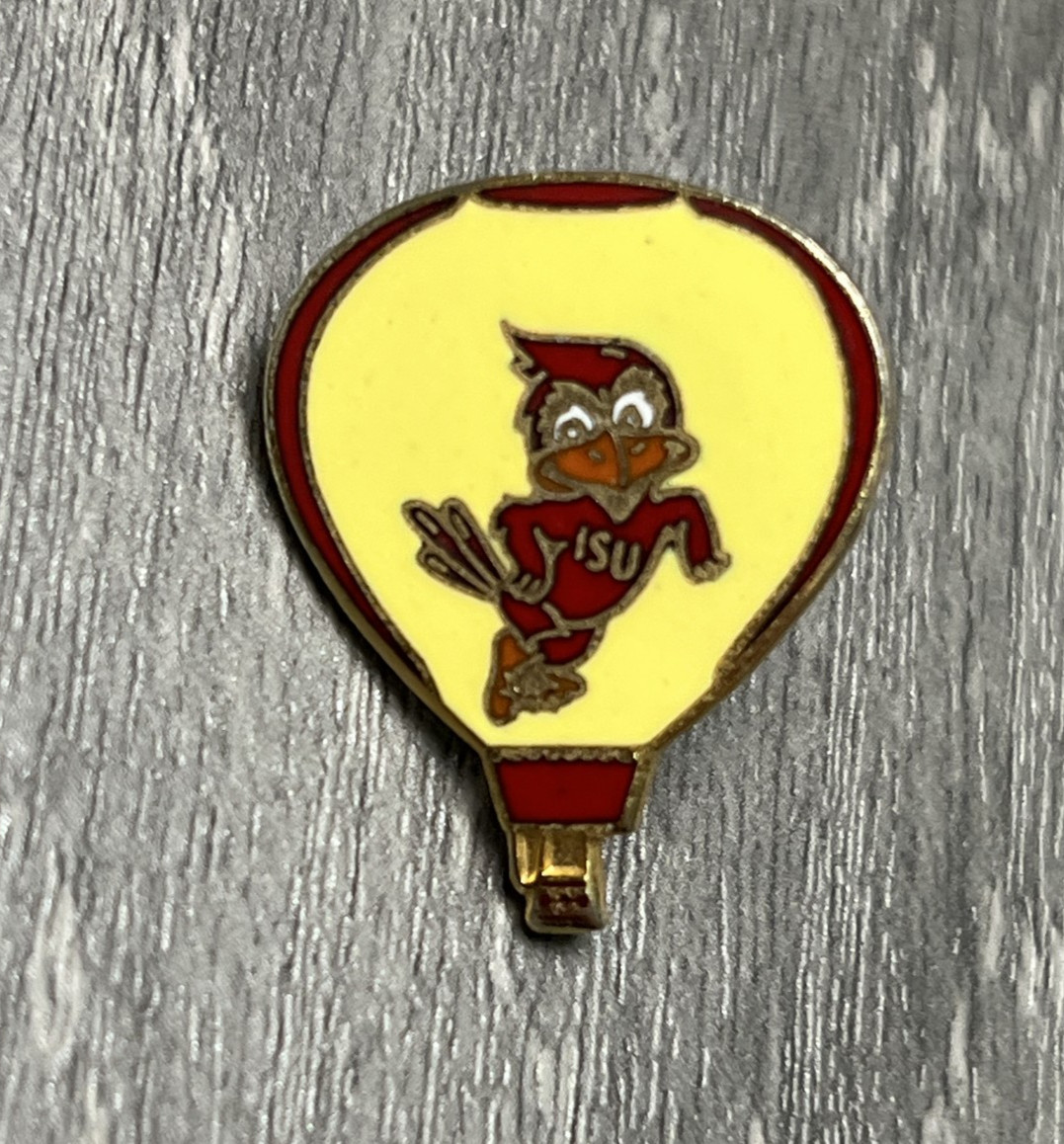 Vintage Iowa State Cyclones Cy Cardinal Mascot Hot Air Balloon Enamel Pin