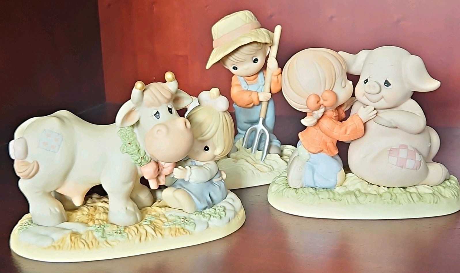 Precious Moments Farm Figurines Set of 3 Children with Animals Multicolor Precious Moments Farm Figurines Set of 3 Children with Animals Multicolor