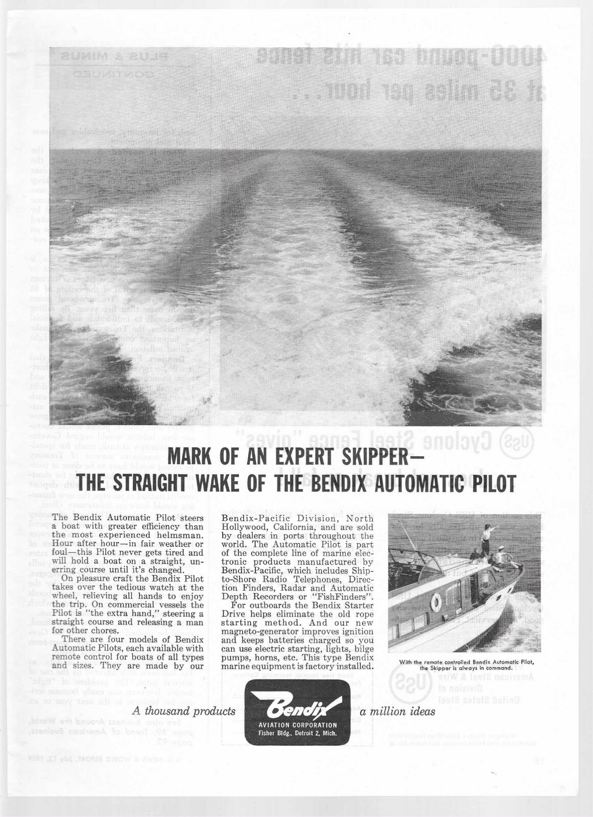 Bendix Aviation & USS United States Steel Cyclone Fence 1959 Vintage Print Ads Bendix Aviation & USS United States Steel Cyclone Fence 1959 Vintage Print Ads