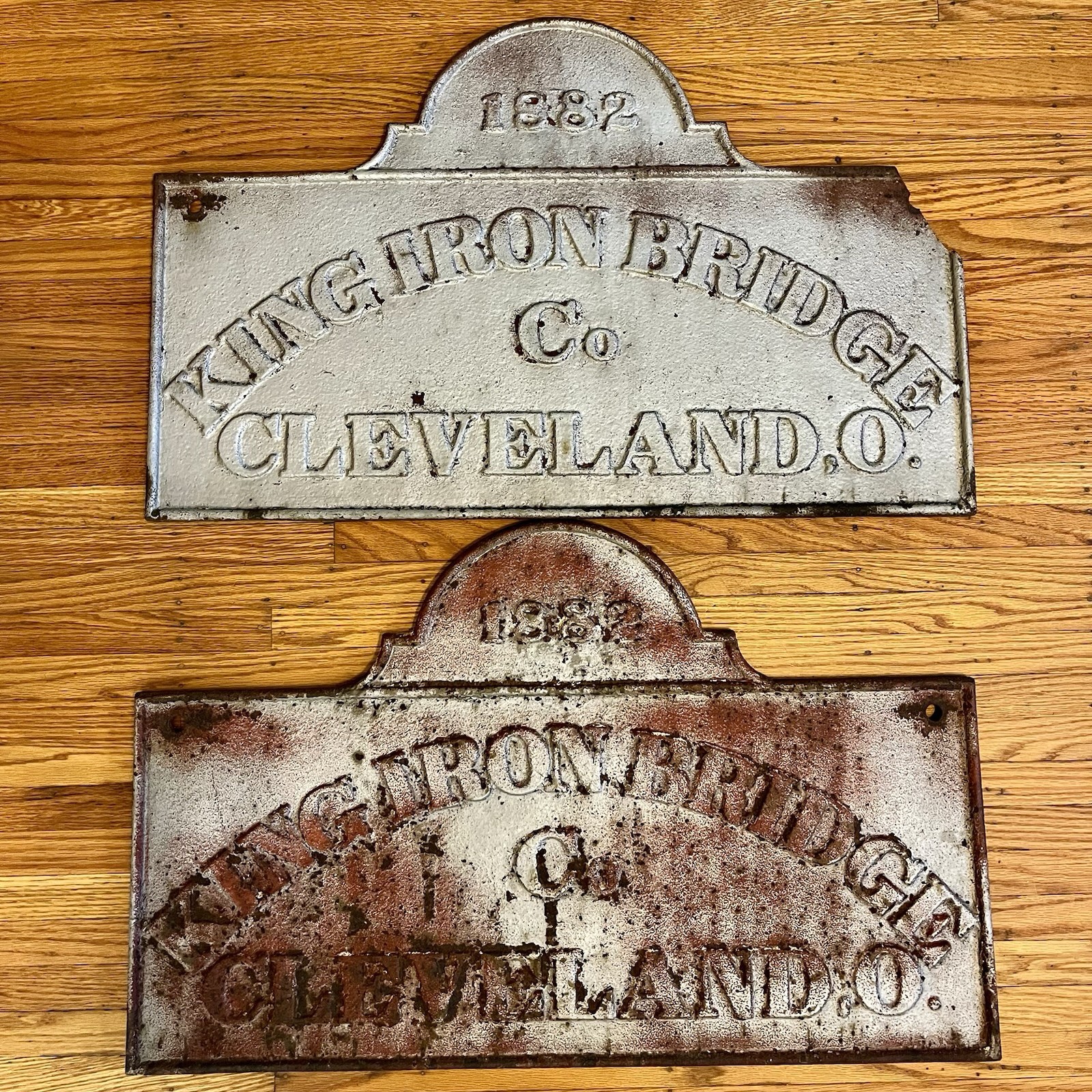 Antique 1882 King Iron Bridge Co. Cleveland Ohio Cast Iron Truss Bridge Signs US Antique 1882 King Iron Bridge Co. Cleveland Ohio Cast Iron Truss Bridge Signs US