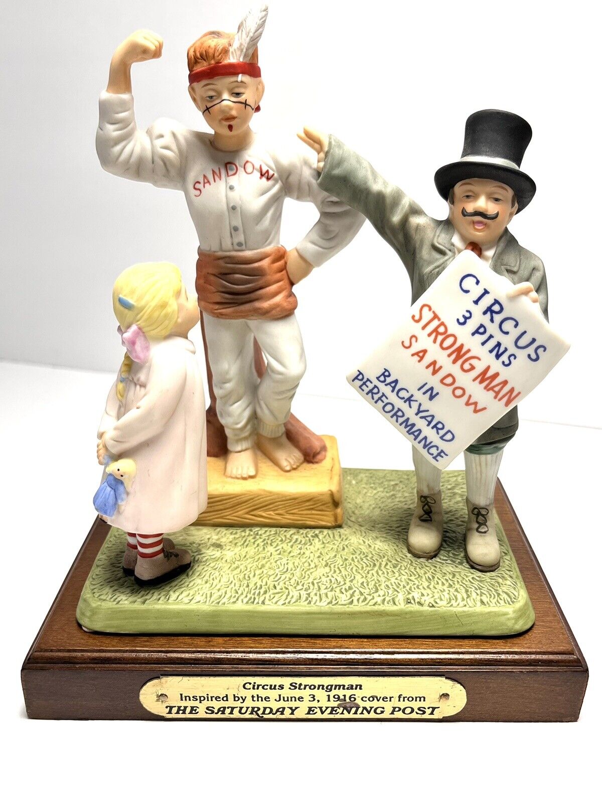Norman Rockwell Figurine Circus Strong Man Hand Painted Bisque Porcelain 1985