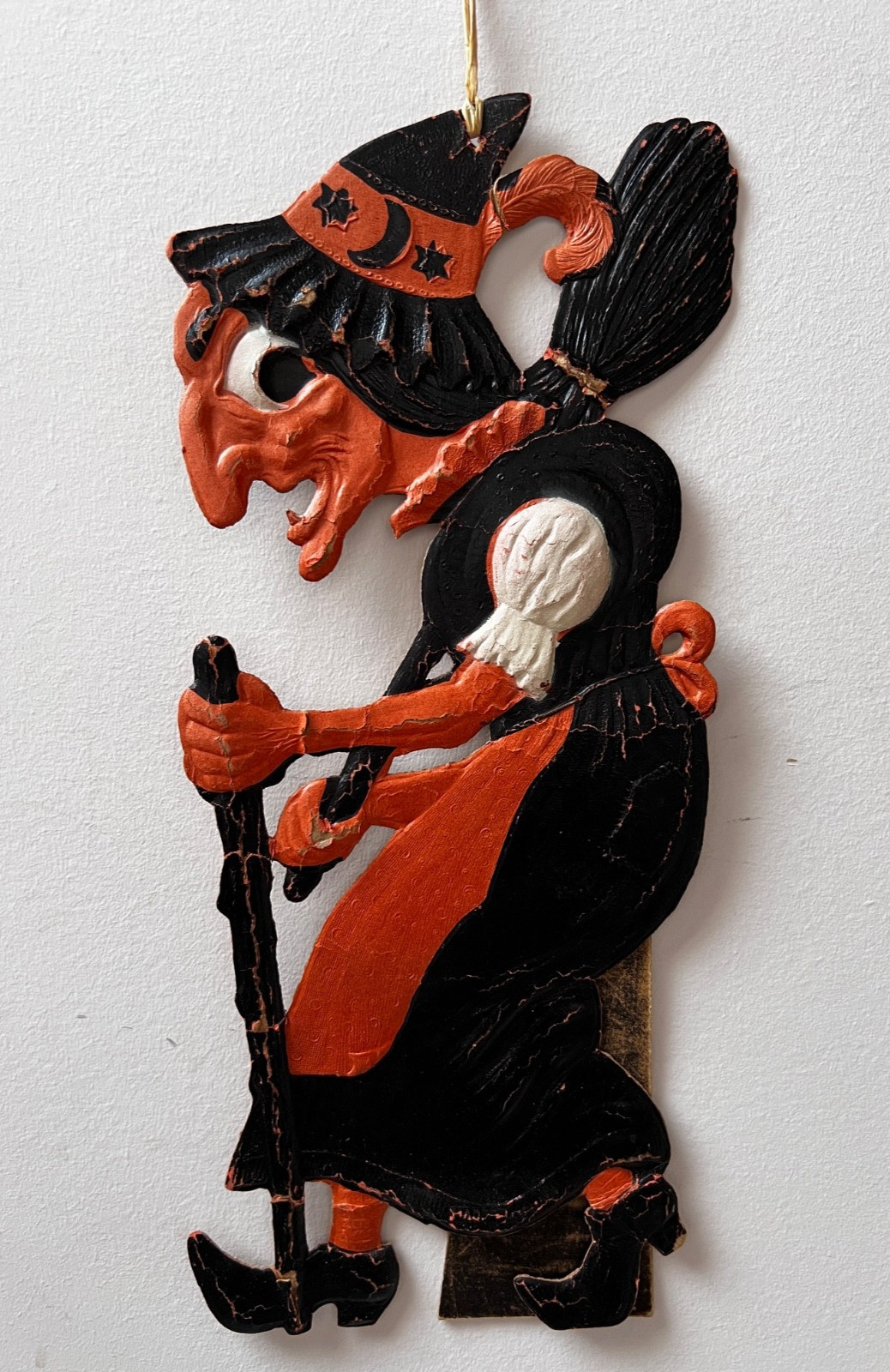 Antique Halloween Witch Germany 1920s Large Diecut Embossed Decoration 16