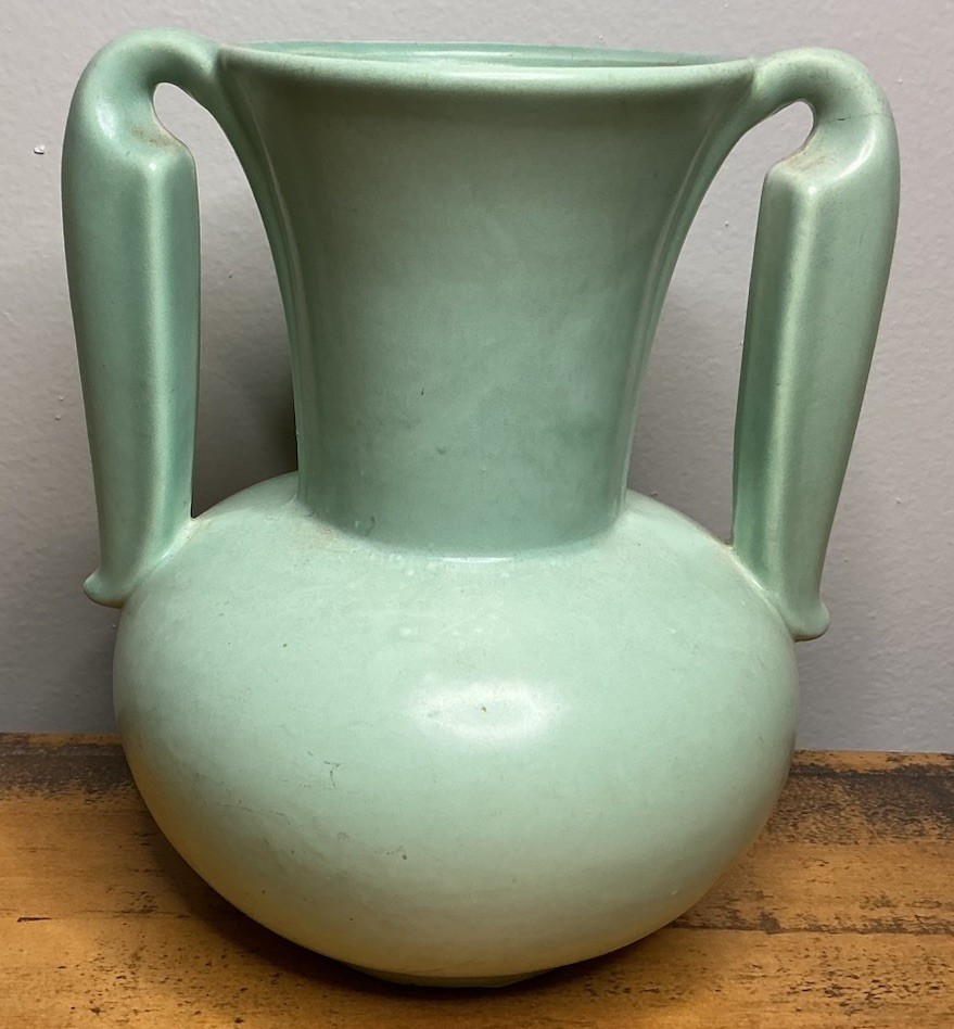 Vintage Stangl Pottery Matte Blue/Green Double-Handled Art Deco Vase #3103