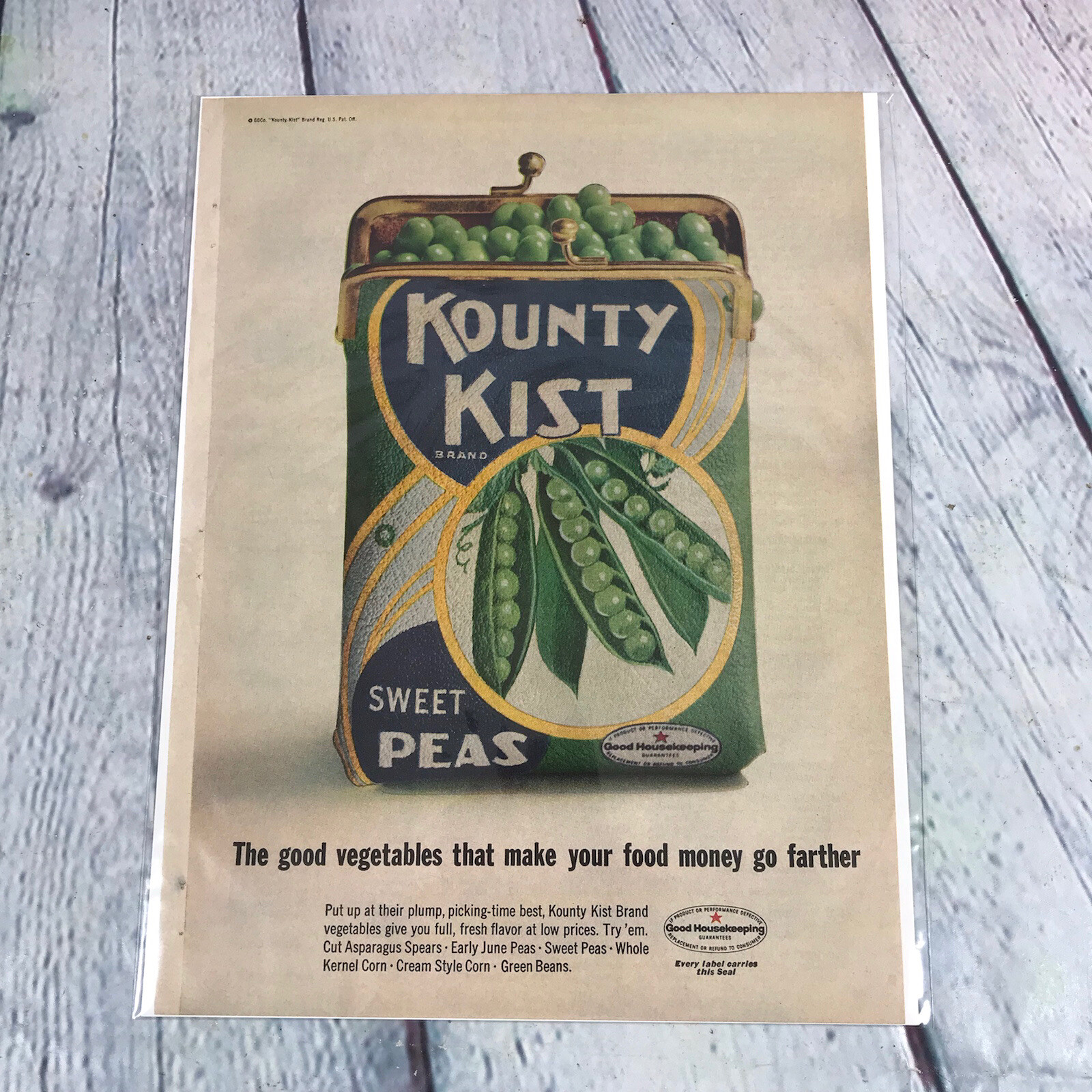 1967 Kounty Kist Sweet Peas Vtg Print Ad/Poster Pinup Promo Art Magazine Page