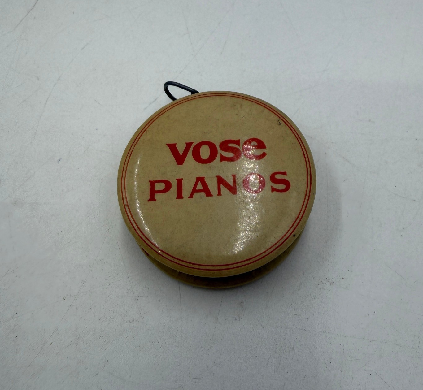 Vtg 1920's Vose Pianos Advertising Tape Measure Tin Metal WM Smiley Music Iowa