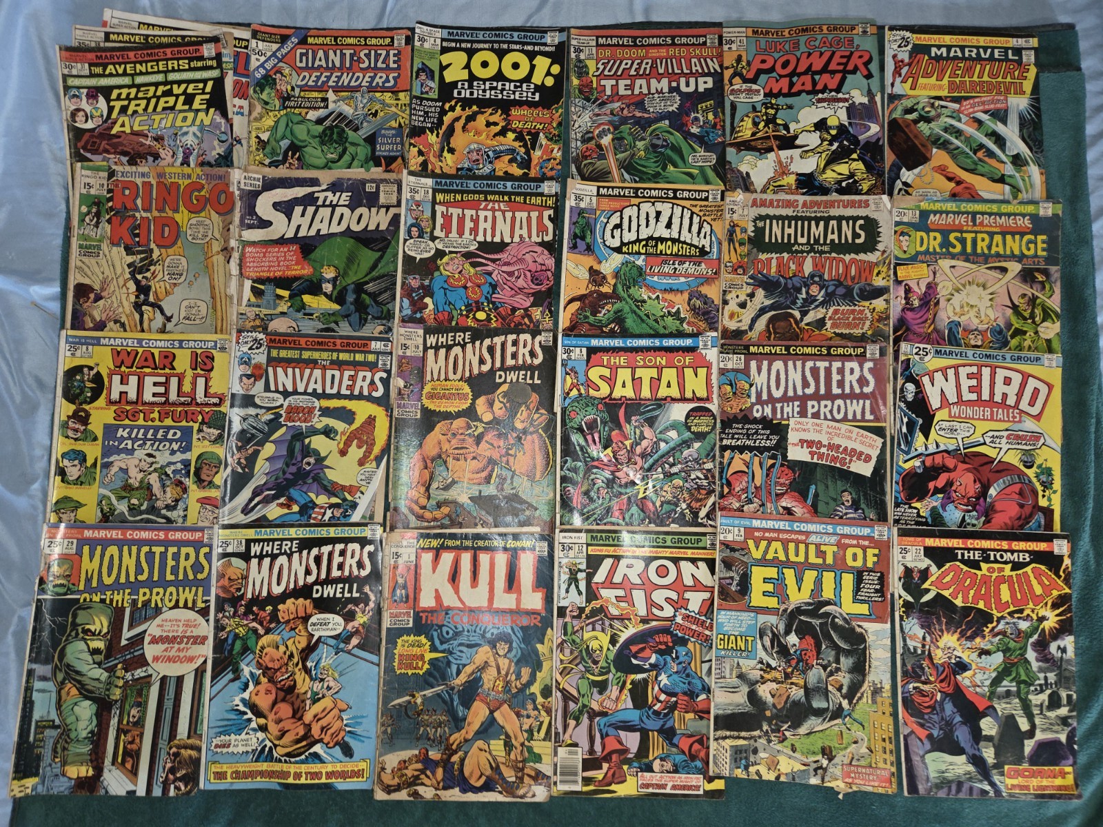 Lot of 26 Marvel Comics Various Titles Mostly 70s Kull Iron Fist Invaders More