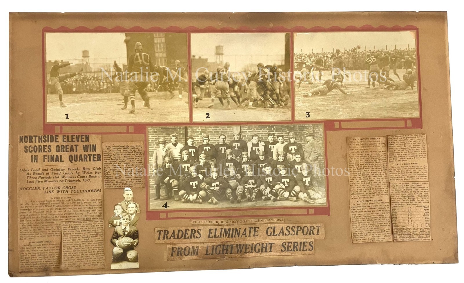 1925 Pittsburgh Football Semi Pro Teams Play Off Photo Board