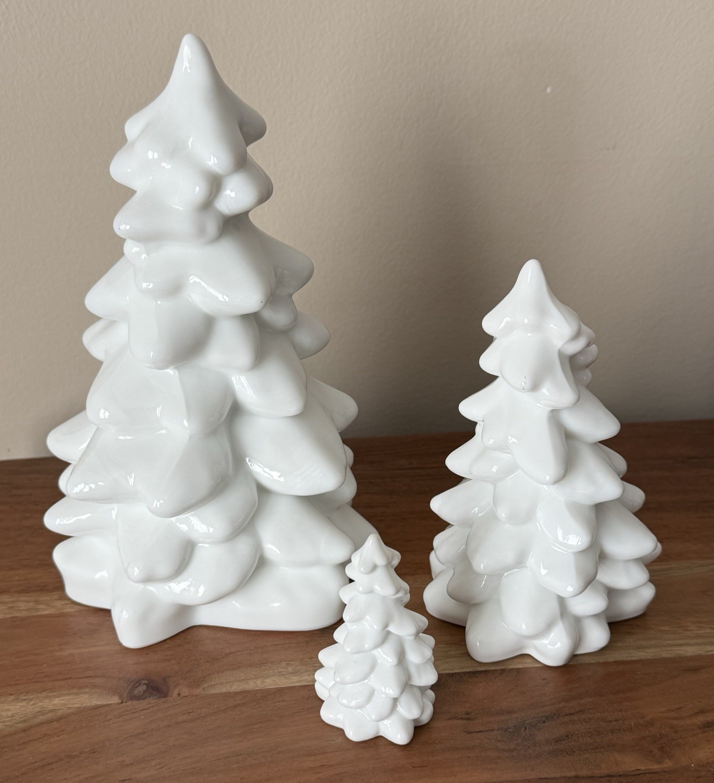 Mosser Glass Christmas Tree Set - 3 sizes - WHITE MILK GLASS Holiday Decor
