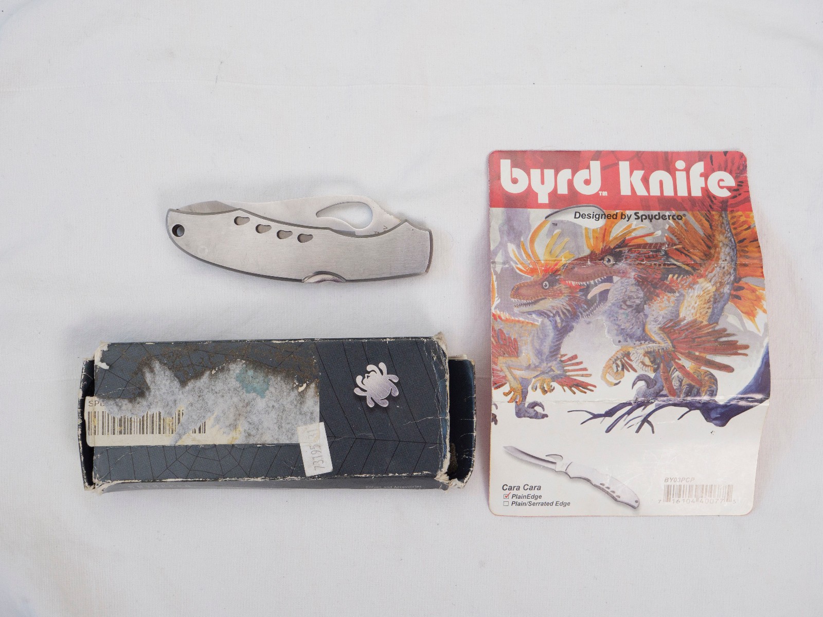 Early Version Cara Cara Byrd Knife By Spyderco  BY03 w/ lanyard hole in base