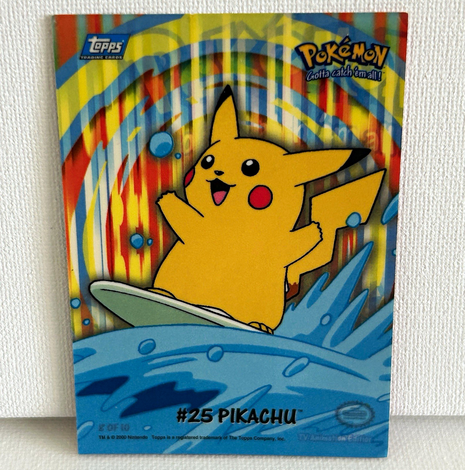 2000 Topps Pokemon TV Animation Series 2 Surfing Pikachu Stick-On #25