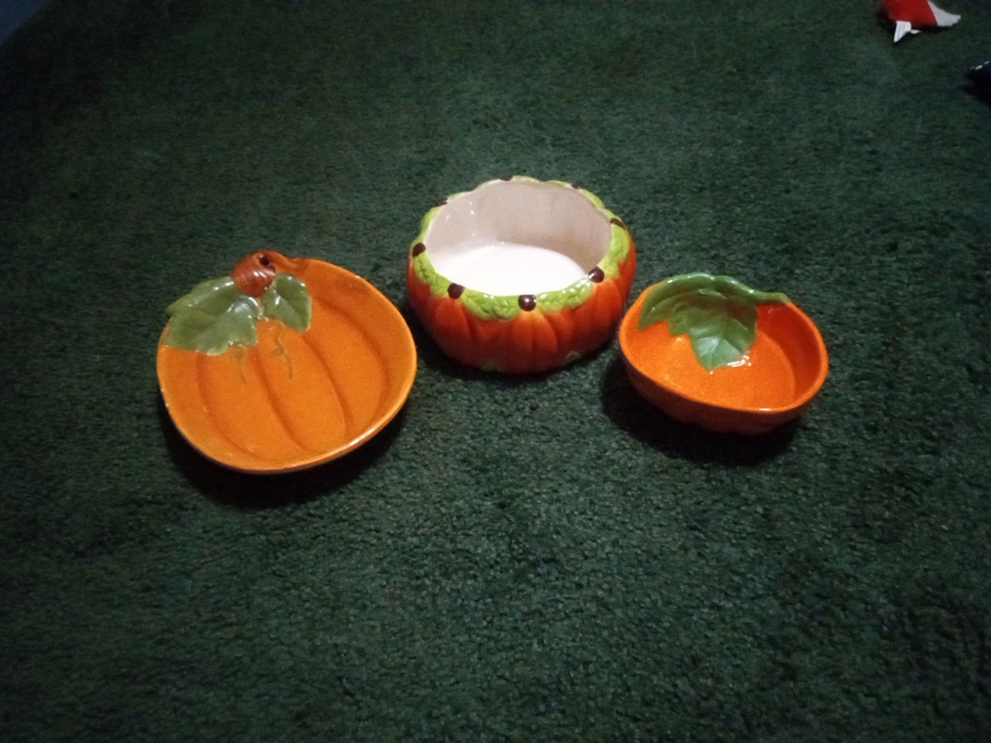 Ceramic Pumpkin Bowls Lot Of 3 Different Very Unique Designs Decorative Rare Ceramic Pumpkin Bowls Lot Of 3 Different Very Unique Designs Decorative Rare