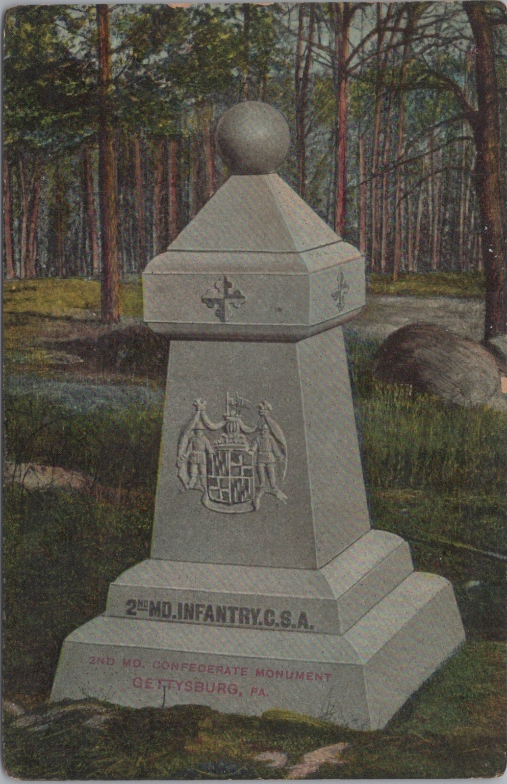 2nd Maryland Infantry CSA Monument Gettysburg PA Culps Hill 1910s Postcard