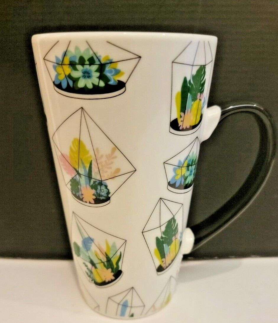 Hazel & Co Oversized Mug w/ Decorated With Colorful Terrariums NWOT 