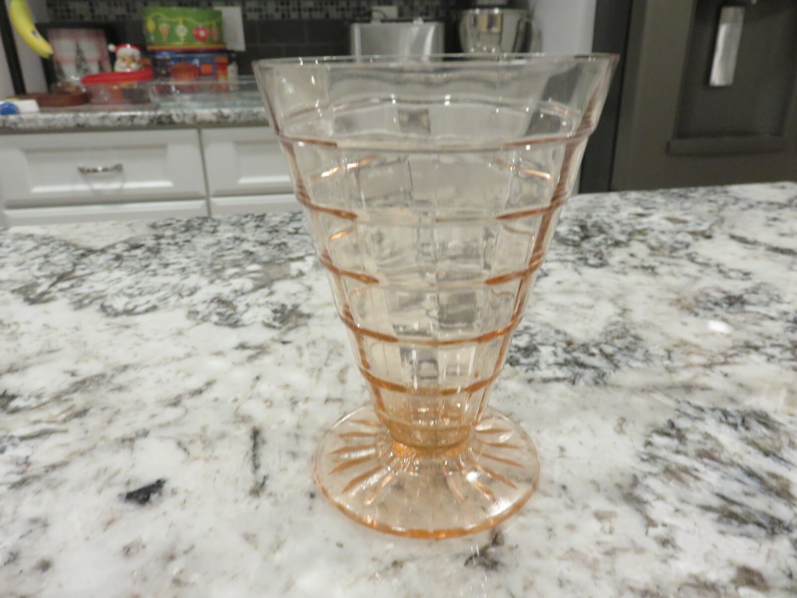 VTG Anchor Hocking Pink Depression Glass Footed Tumbler Block Optic Tumbler VTG Anchor Hocking Pink Depression Glass Footed Tumbler Block Optic Tumbler